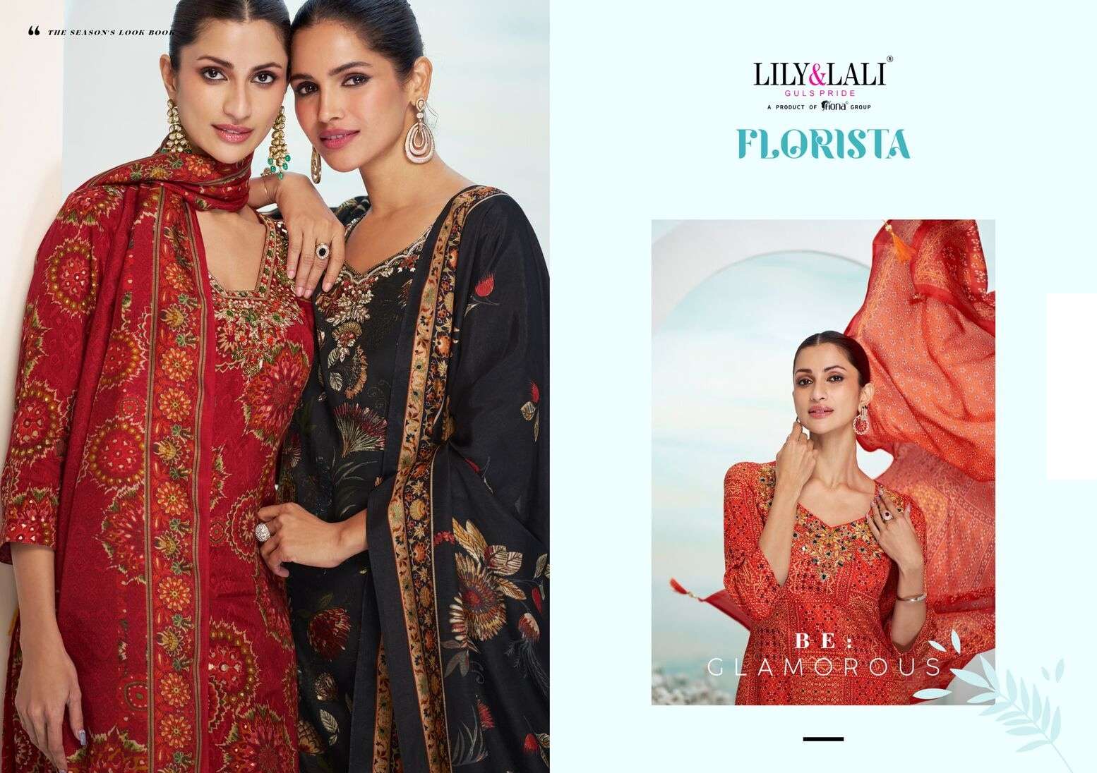 FLORISTA BY LILY & LALI IN NATURAL CREPE WITH LINING AND MIRROR HANDWORK 