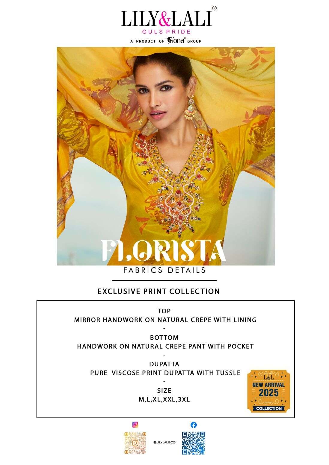 FLORISTA BY LILY & LALI IN NATURAL CREPE WITH LINING AND MIRROR HANDWORK 