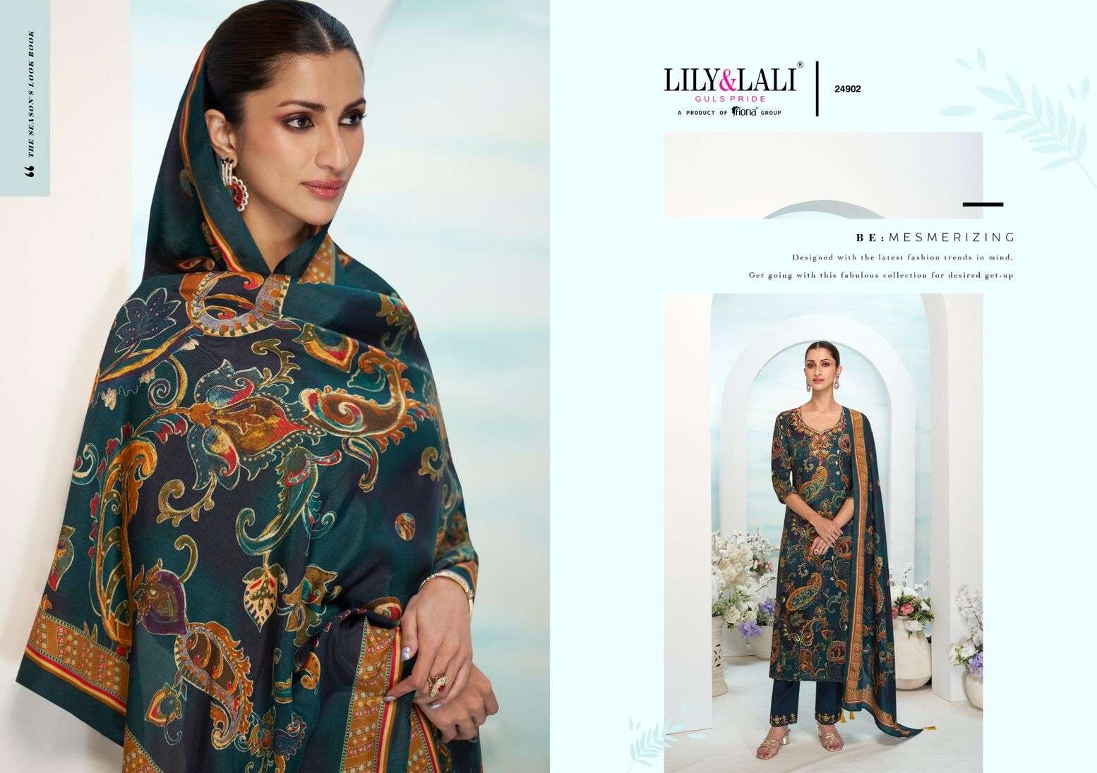 FLORISTA BY LILY & LALI IN NATURAL CREPE WITH LINING AND MIRROR HANDWORK 