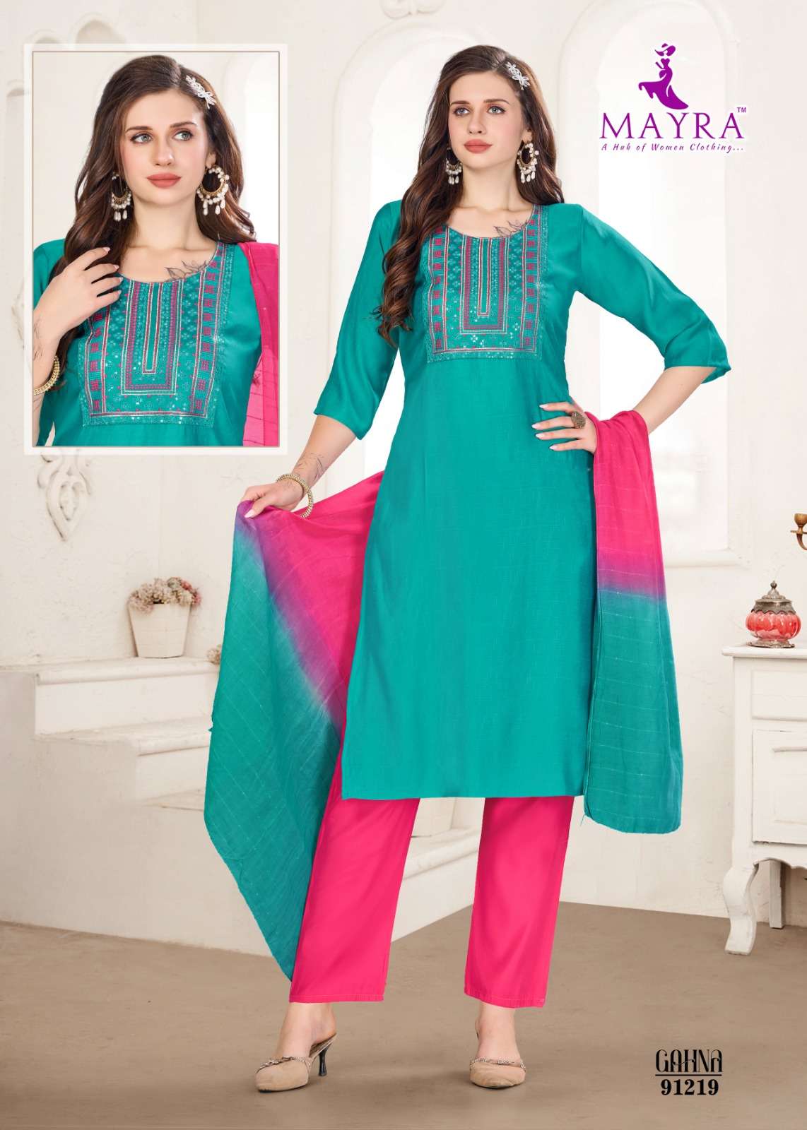 GAHNA BY MAYRA FASHION IN VERTICAN DOBI WITH SEQUENCE EMBROIDERY TABLA WORK