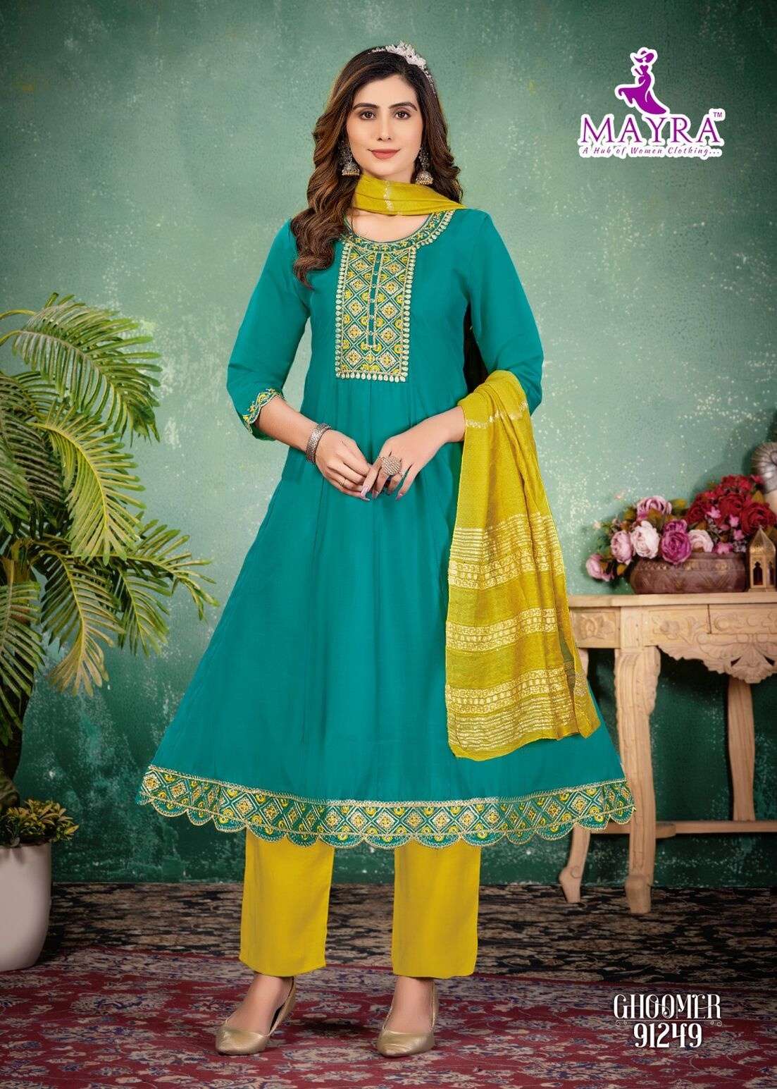 GHOOMER BY MAYRA FASHION IN HEAVY ROMAN SILK WITH SEQUENCE EMBROIDERY GALA WORK 