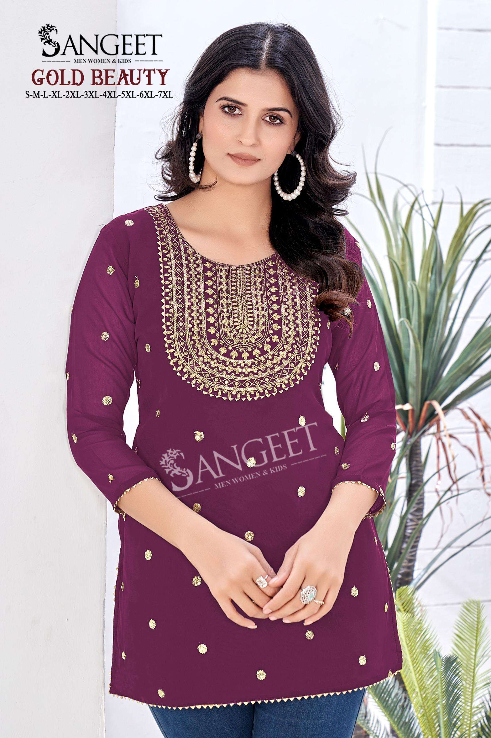 GOLD BEAUTY BY SANGEET IN FAUX GEORGETTE WITH EMBROIDERY SEQUENCE WORK 