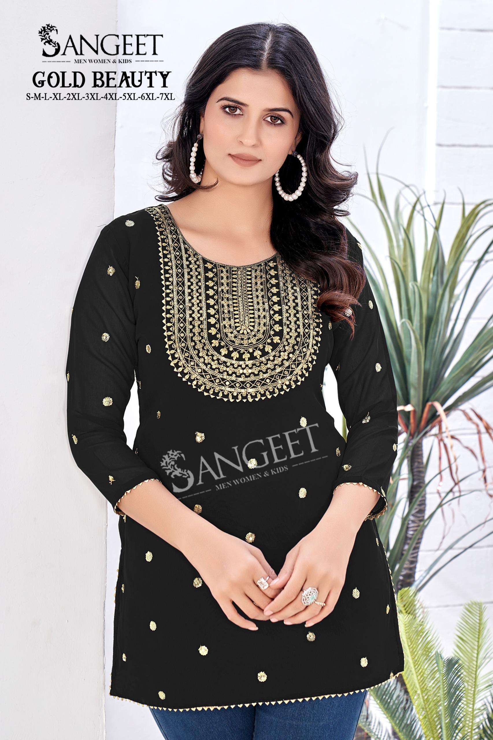 GOLD BEAUTY BY SANGEET IN FAUX GEORGETTE WITH EMBROIDERY SEQUENCE WORK 