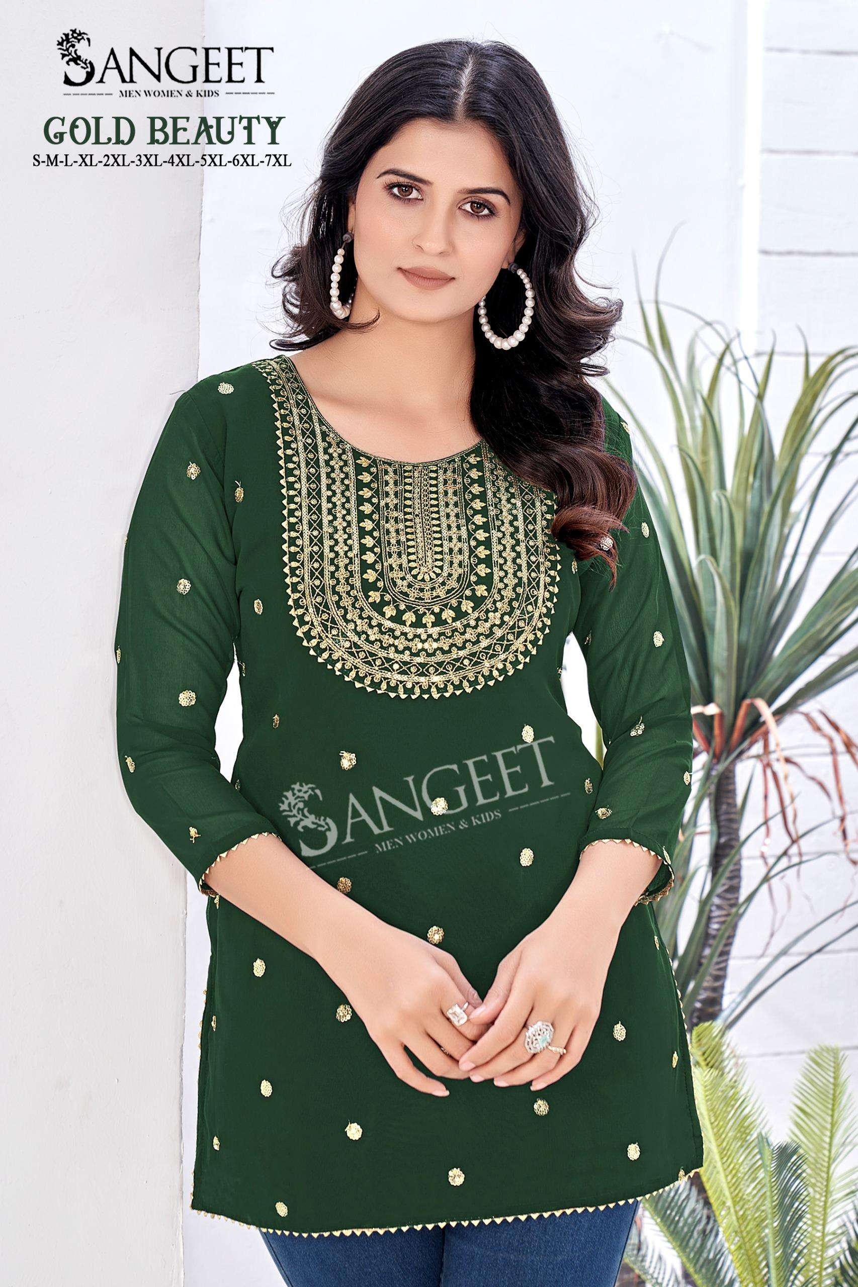 GOLD BEAUTY BY SANGEET IN FAUX GEORGETTE WITH EMBROIDERY SEQUENCE WORK 