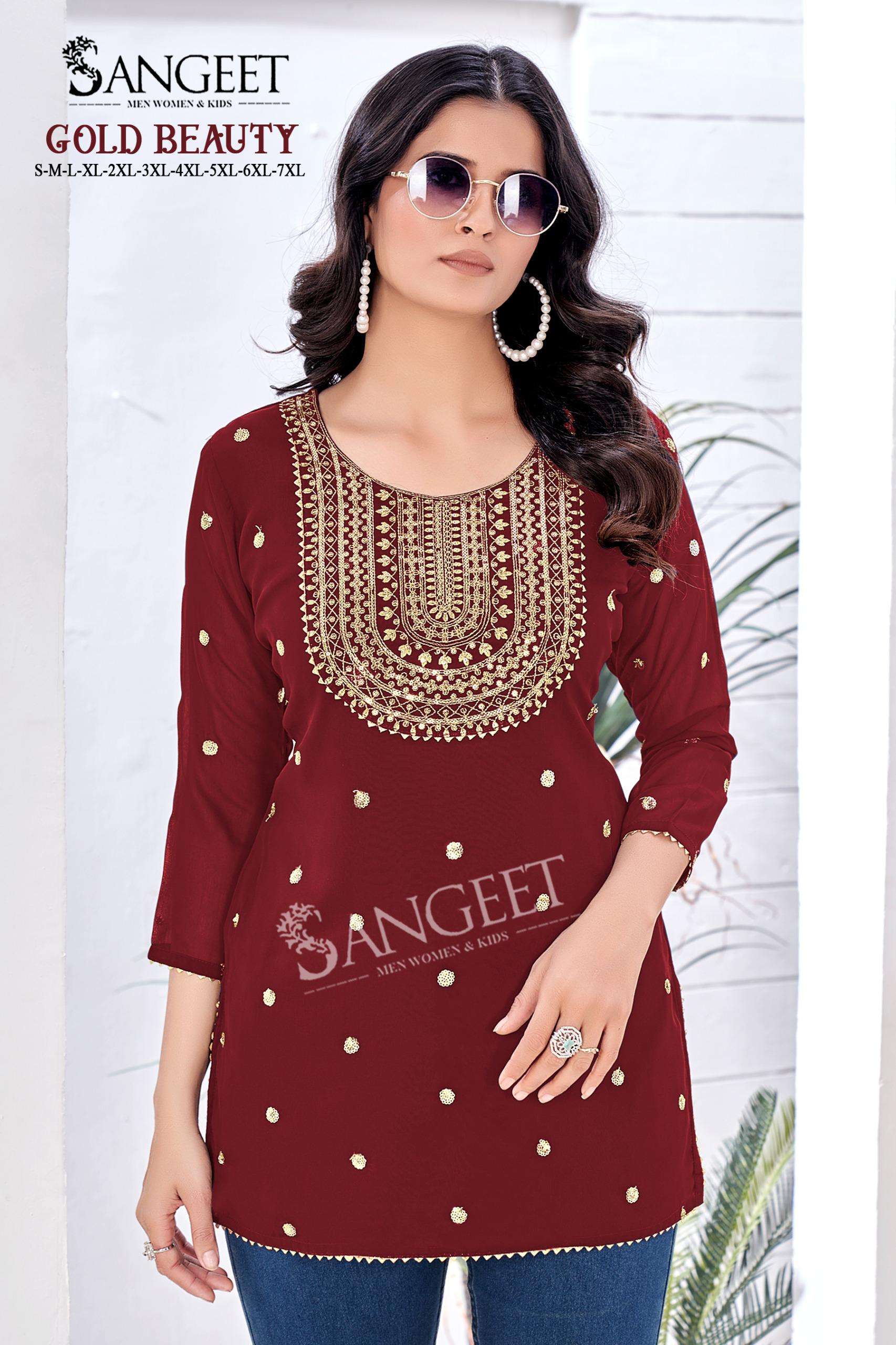GOLD BEAUTY BY SANGEET IN FAUX GEORGETTE WITH EMBROIDERY SEQUENCE WORK 