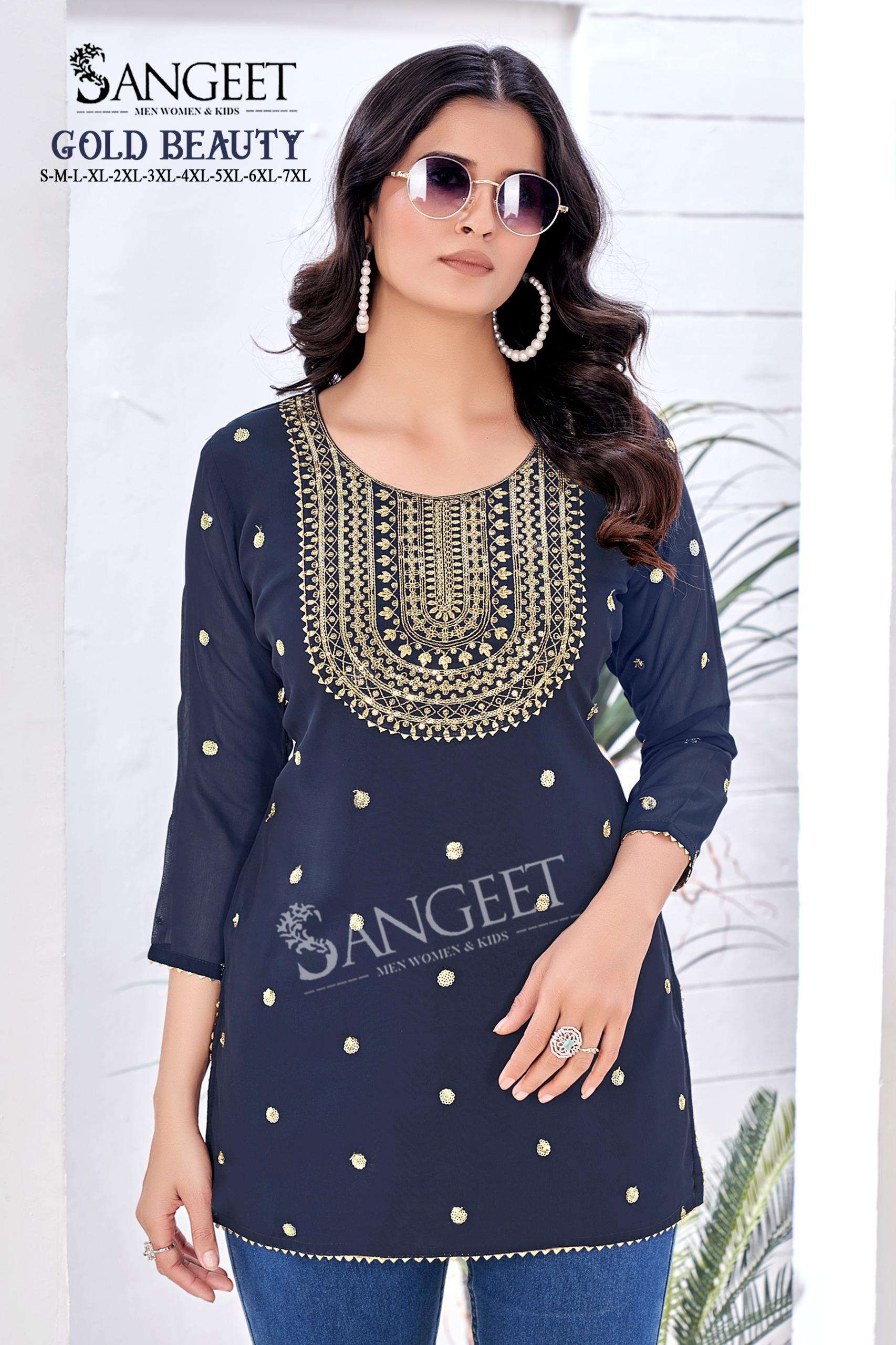 GOLD BEAUTY BY SANGEET IN FAUX GEORGETTE WITH EMBROIDERY SEQUENCE WORK 