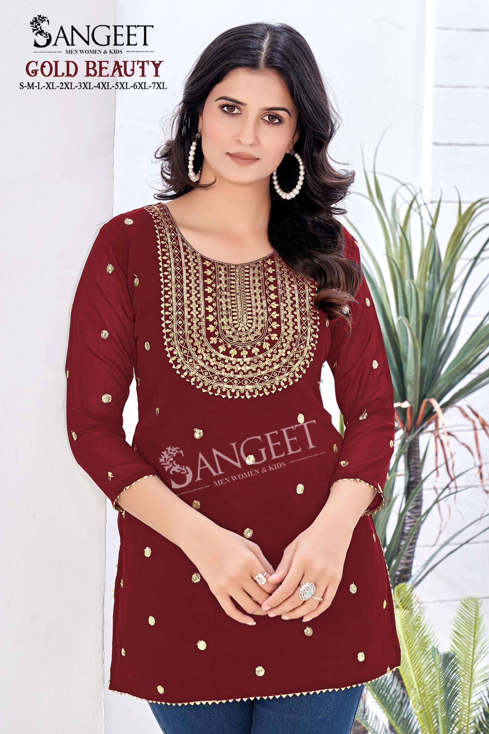 GOLD BEAUTY BY SANGEET IN FAUX GEORGETTE WITH EMBROIDERY SEQUENCE WORK 