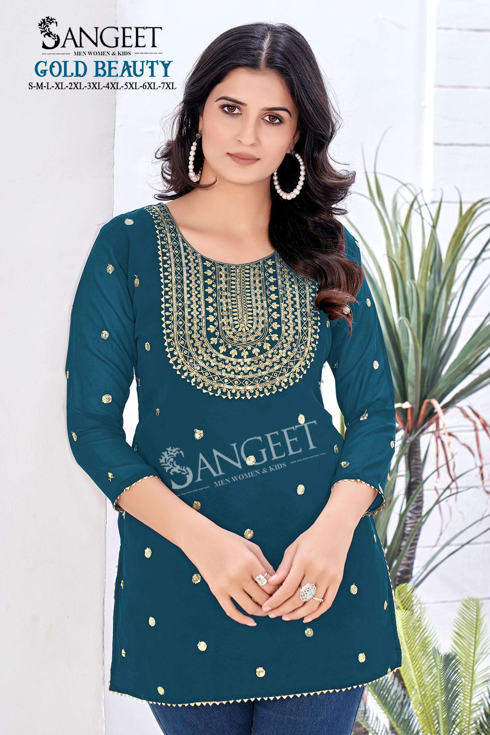GOLD BEAUTY BY SANGEET IN FAUX GEORGETTE WITH EMBROIDERY SEQUENCE WORK 