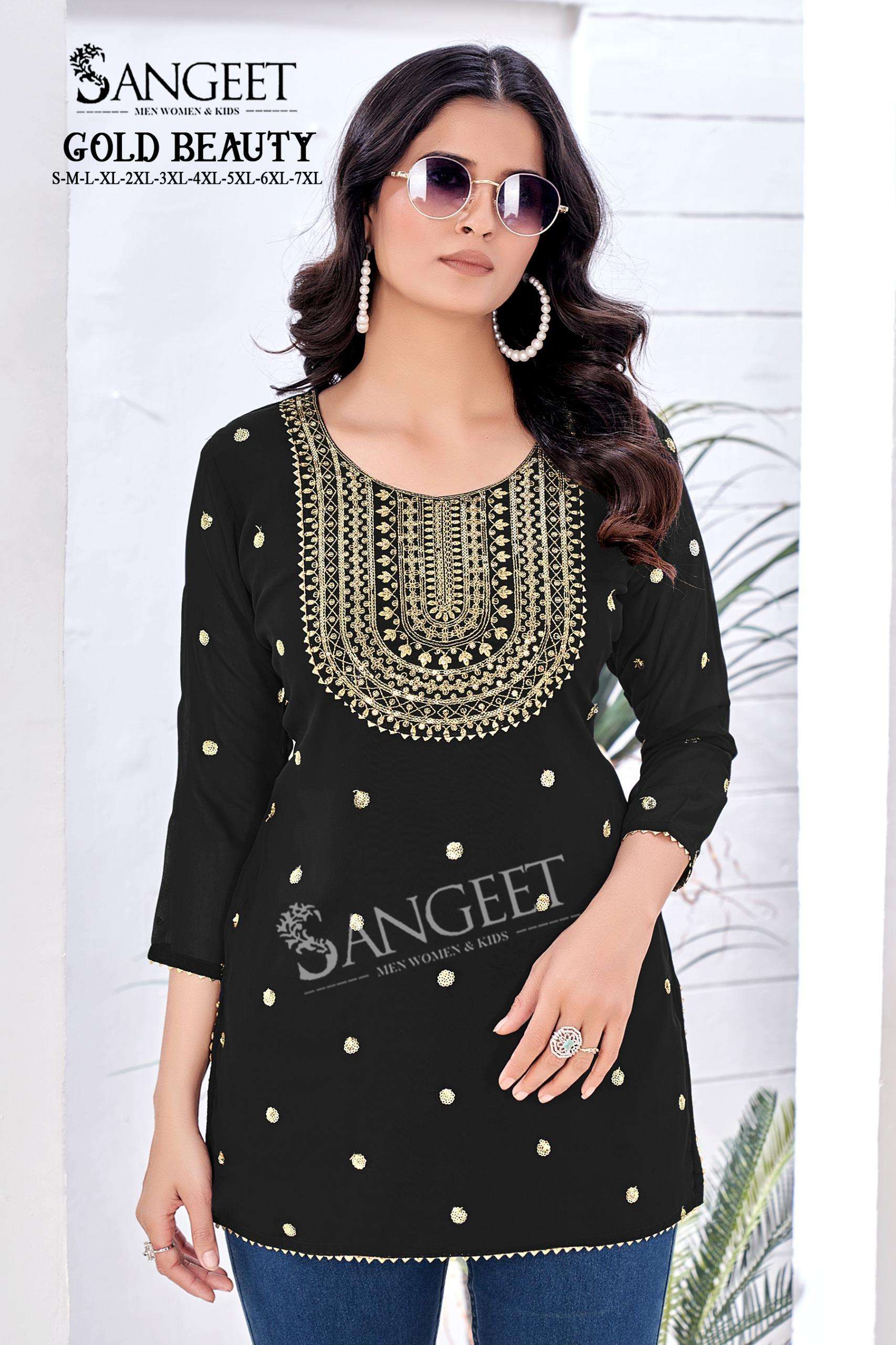 GOLD BEAUTY BY SANGEET IN FAUX GEORGETTE WITH EMBROIDERY SEQUENCE WORK 