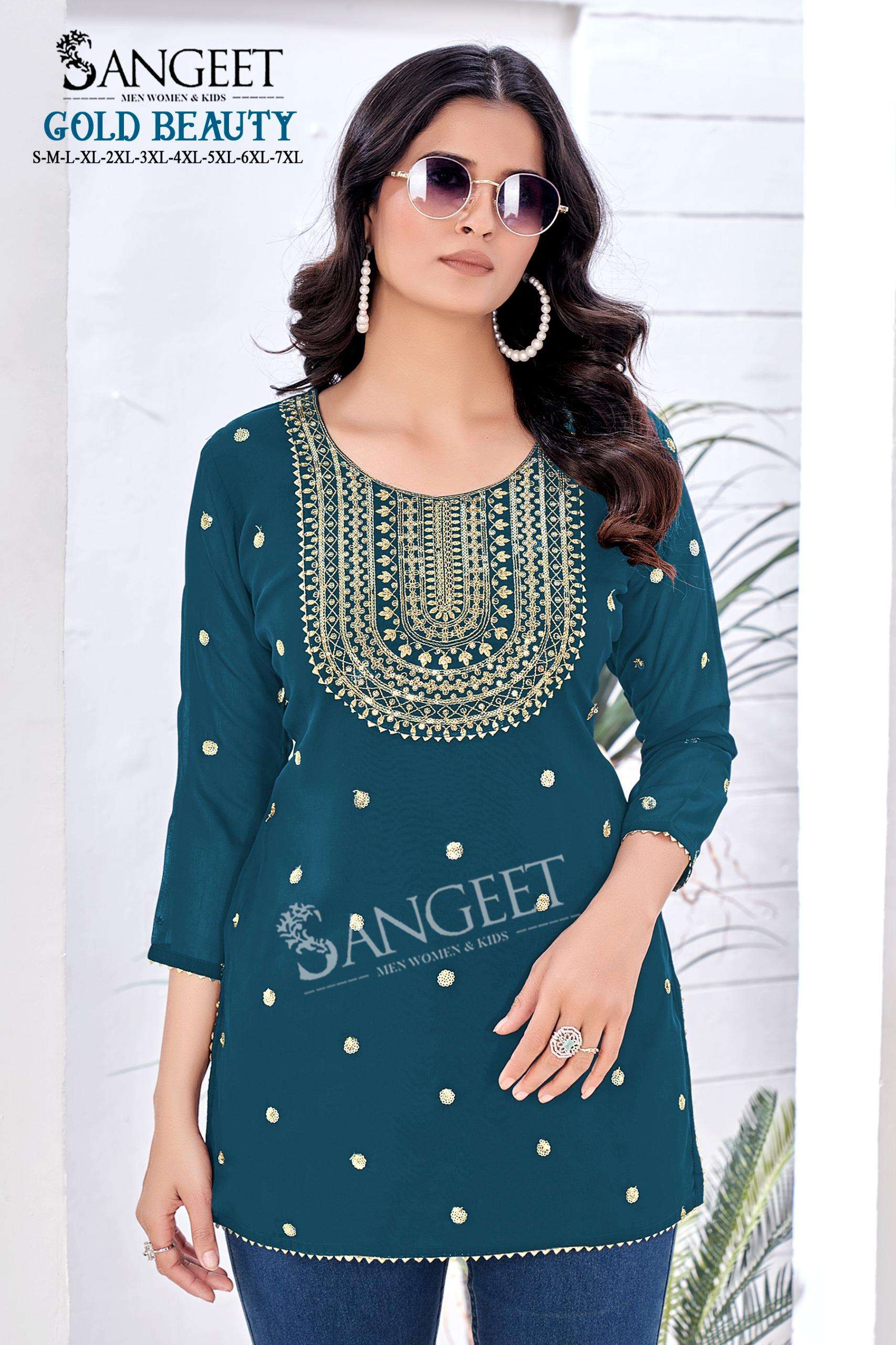 GOLD BEAUTY BY SANGEET IN FAUX GEORGETTE WITH EMBROIDERY SEQUENCE WORK 