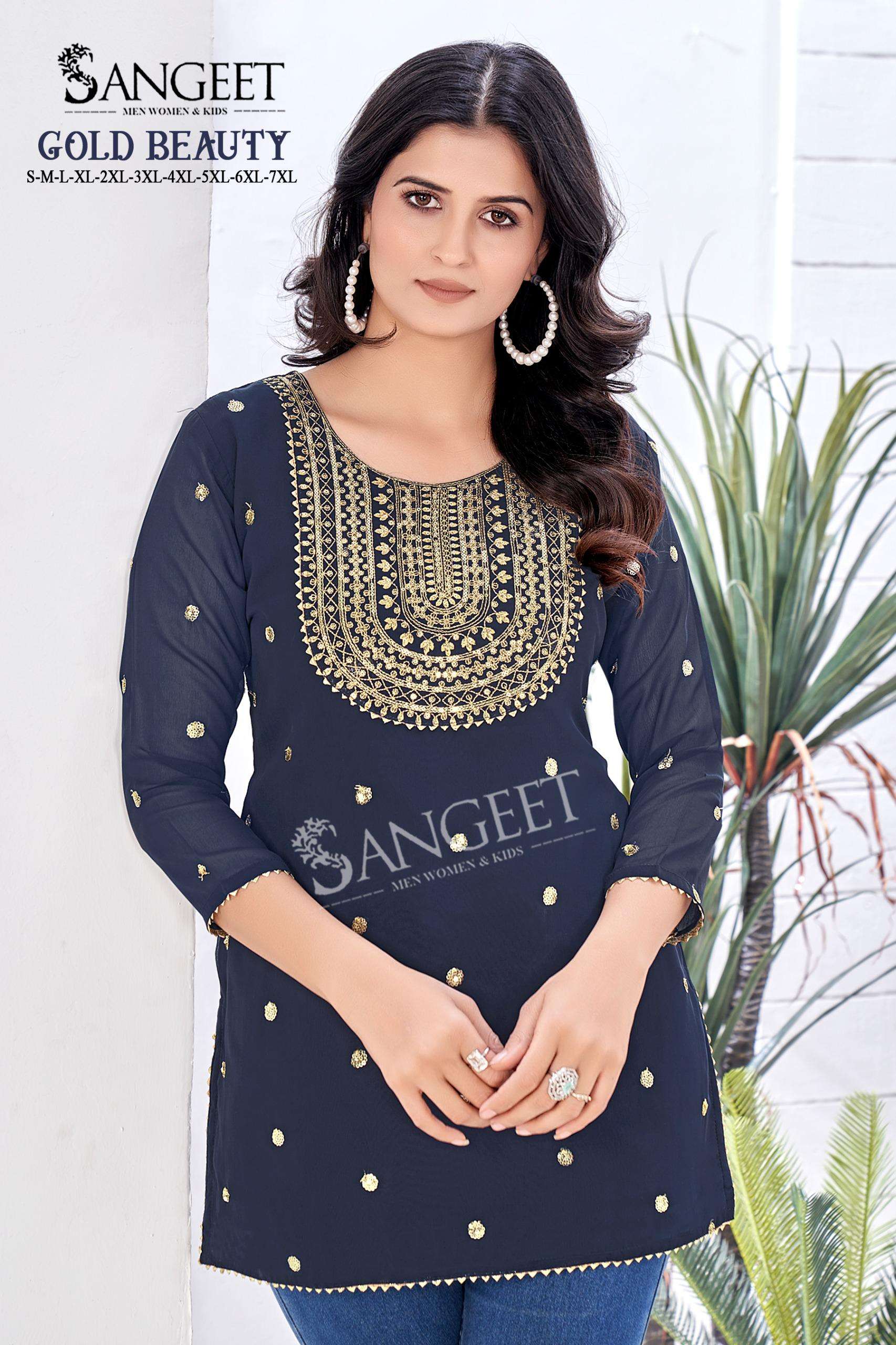 GOLD BEAUTY BY SANGEET IN FAUX GEORGETTE WITH EMBROIDERY SEQUENCE WORK 