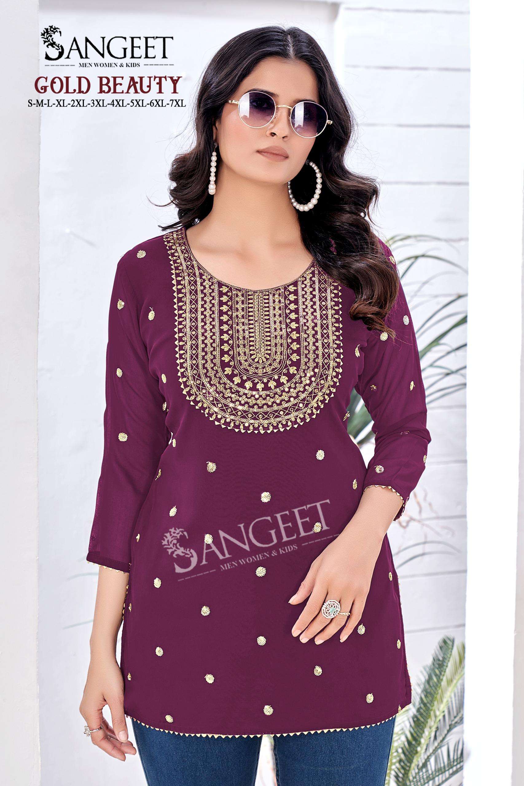 GOLD BEAUTY BY SANGEET IN FAUX GEORGETTE WITH EMBROIDERY SEQUENCE WORK 