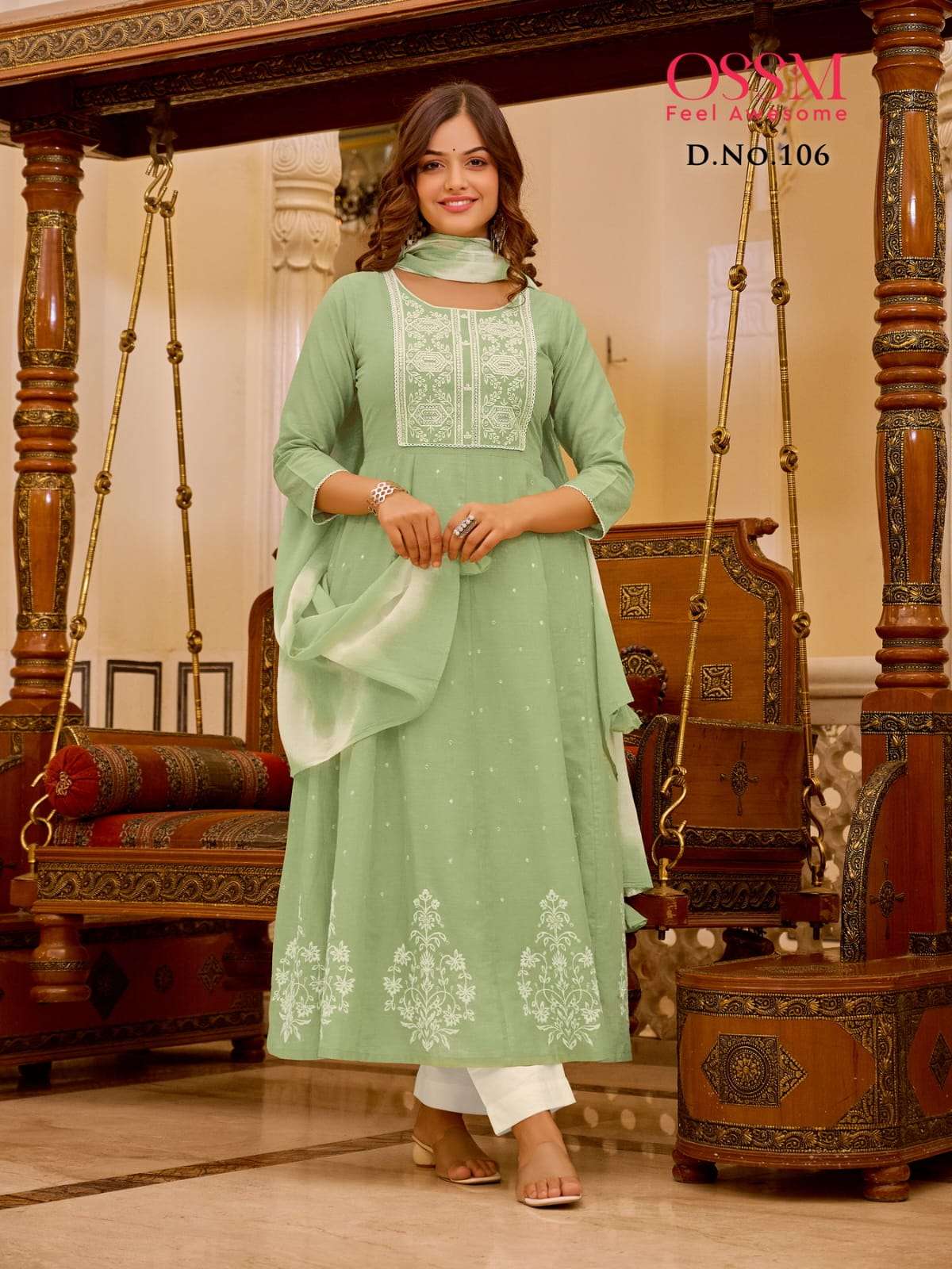 GULNAAZ BY OSSM IN PREMIUM COTTON EMBROIDERY WORK KURTI PANT WITH DUPATTA 