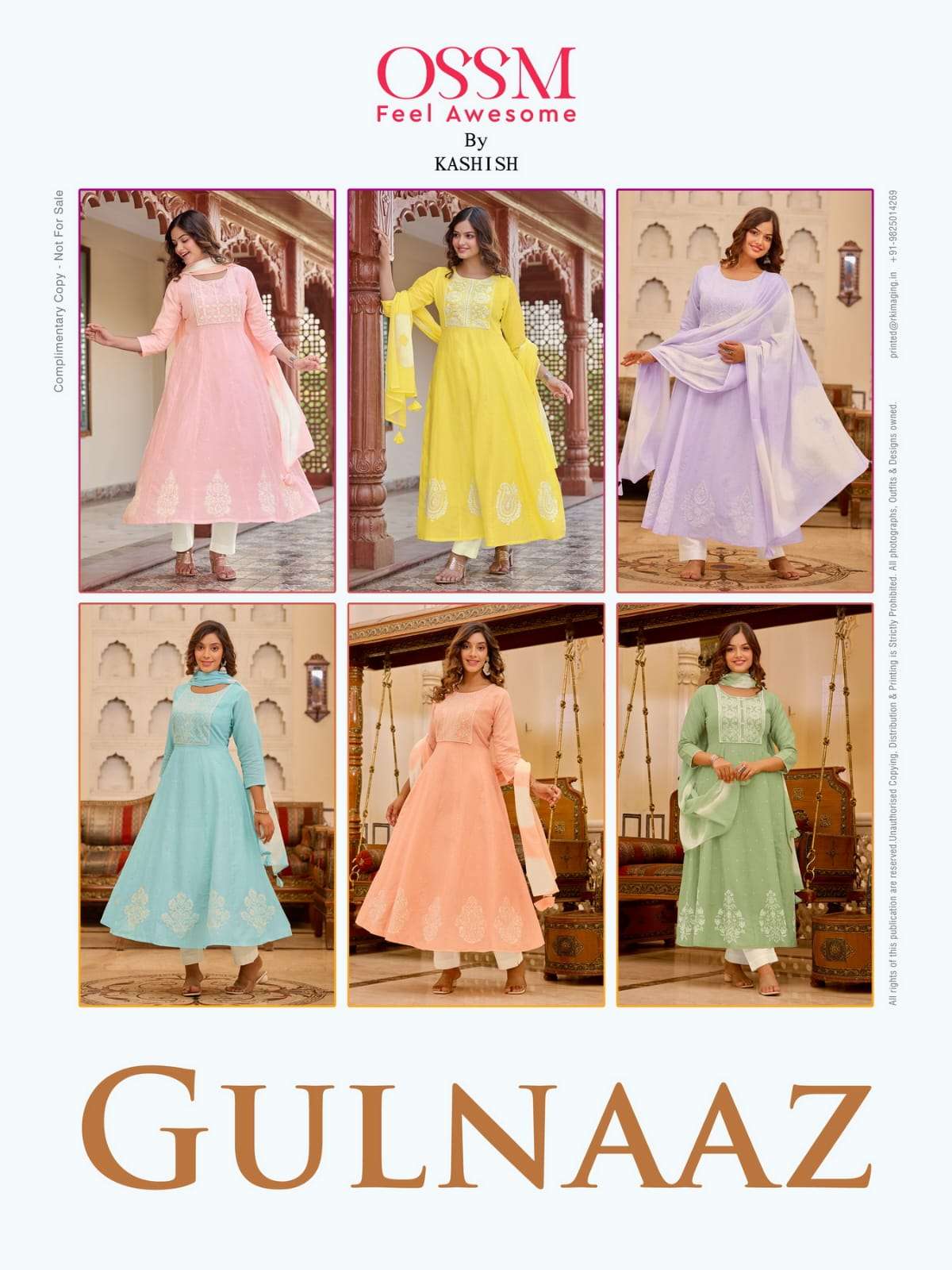 GULNAAZ BY OSSM IN PREMIUM COTTON EMBROIDERY WORK KURTI PANT WITH DUPATTA 