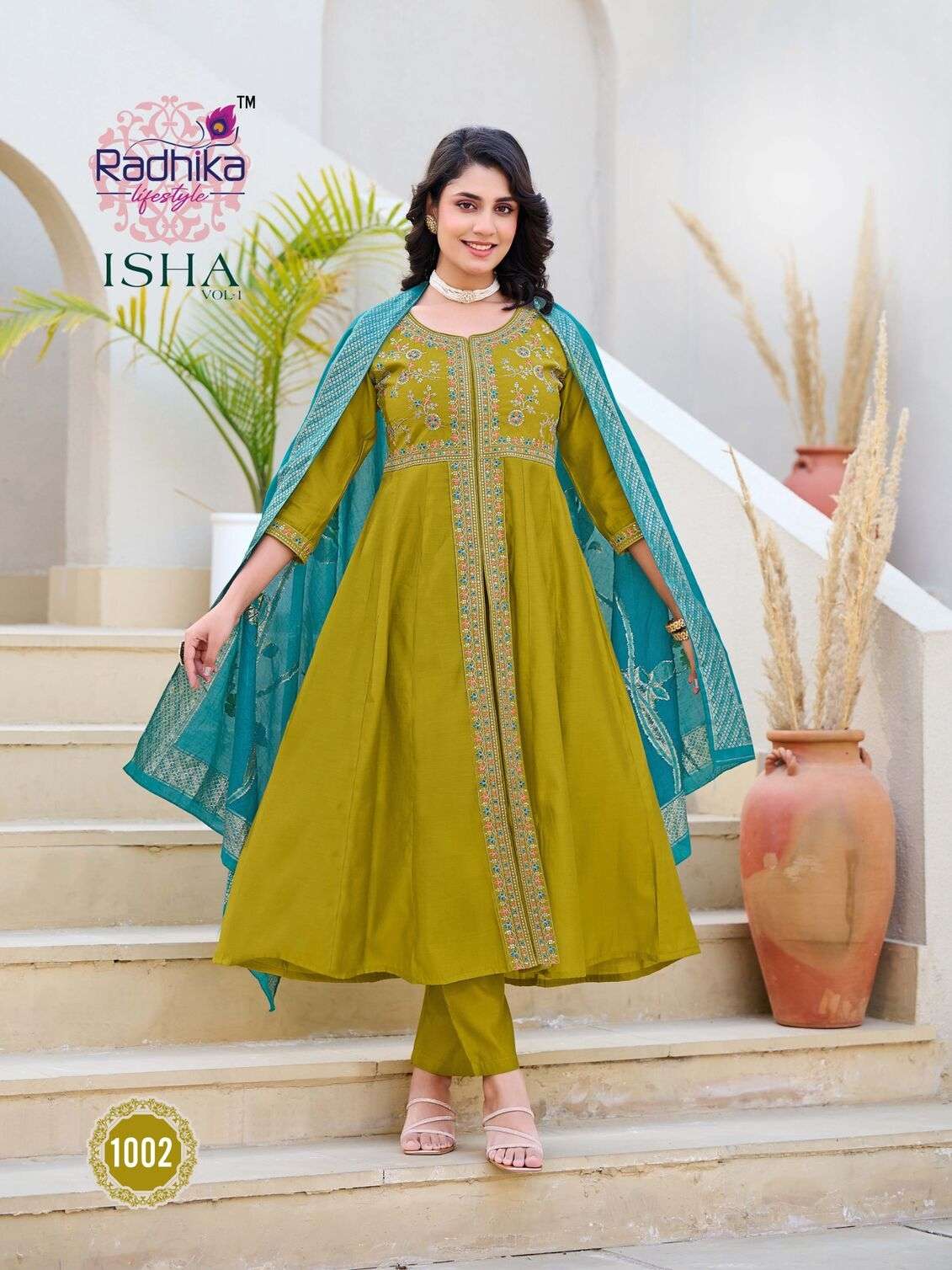 ISHA VOL :- 1 BY RADHIKA LIFE STYLE IN ROMAN SILK WITH EMBROIDERY WORK CENTER CUT PATTERN