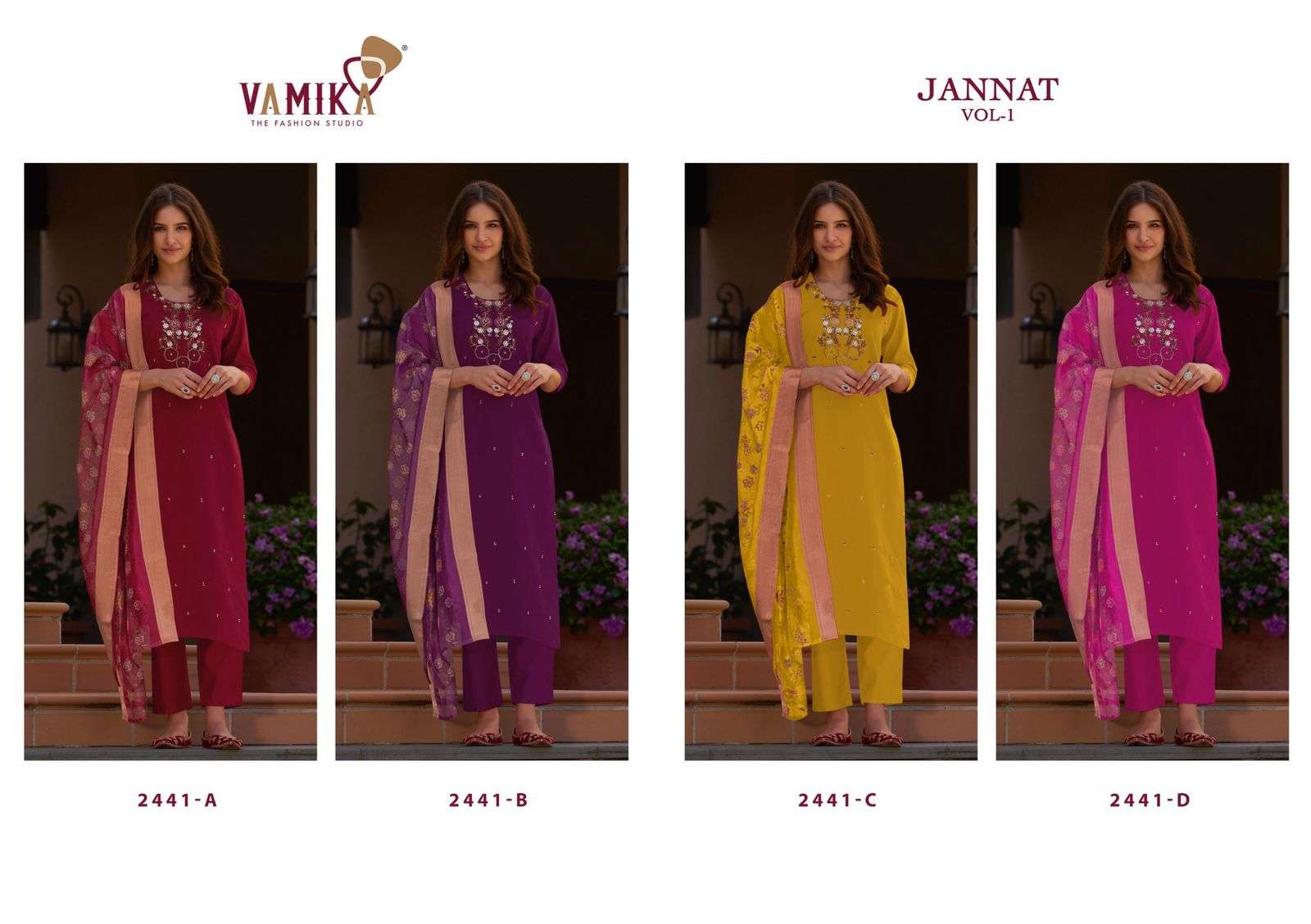 JANNAT VOL-1 BY VAMIKA IN HEAVY VISCOS VERTICAL SILK WITH CHEAP INNER WITH HANDWORK