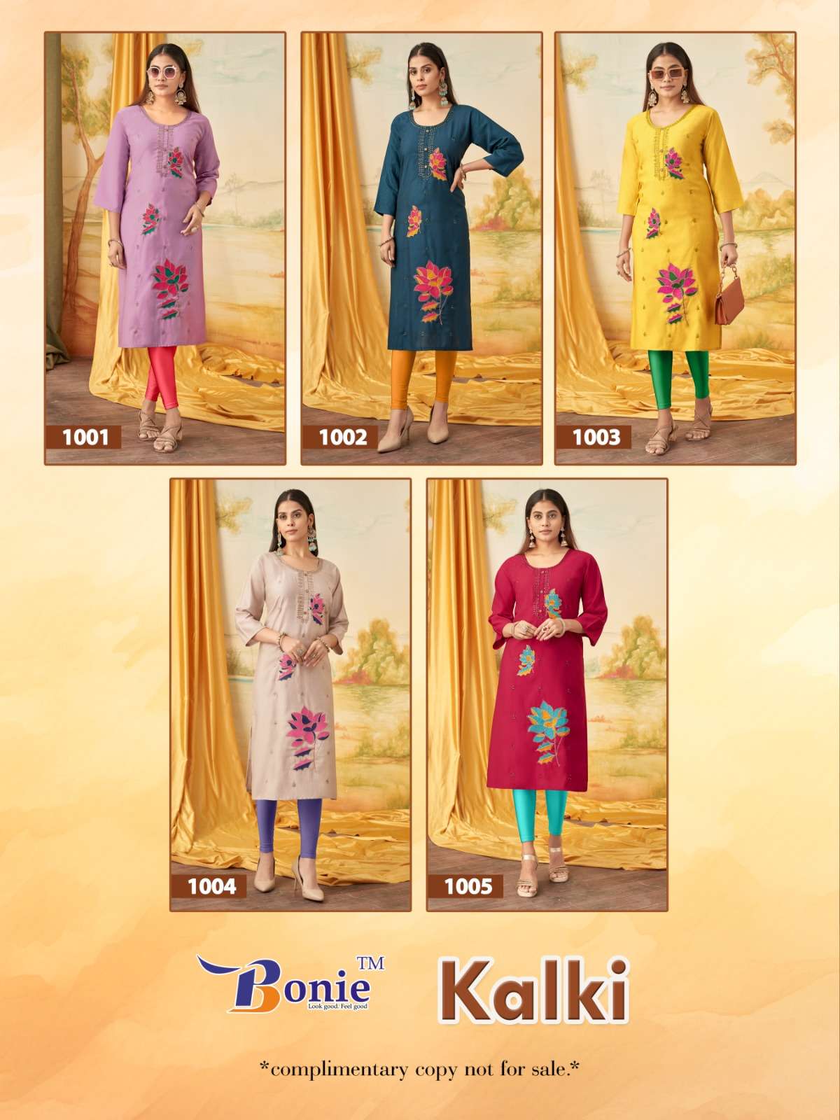 KALKI BY BONIE BRAND IN VERTIGAN APLIC WORK KURTIES REDYMADE CATALOGUE