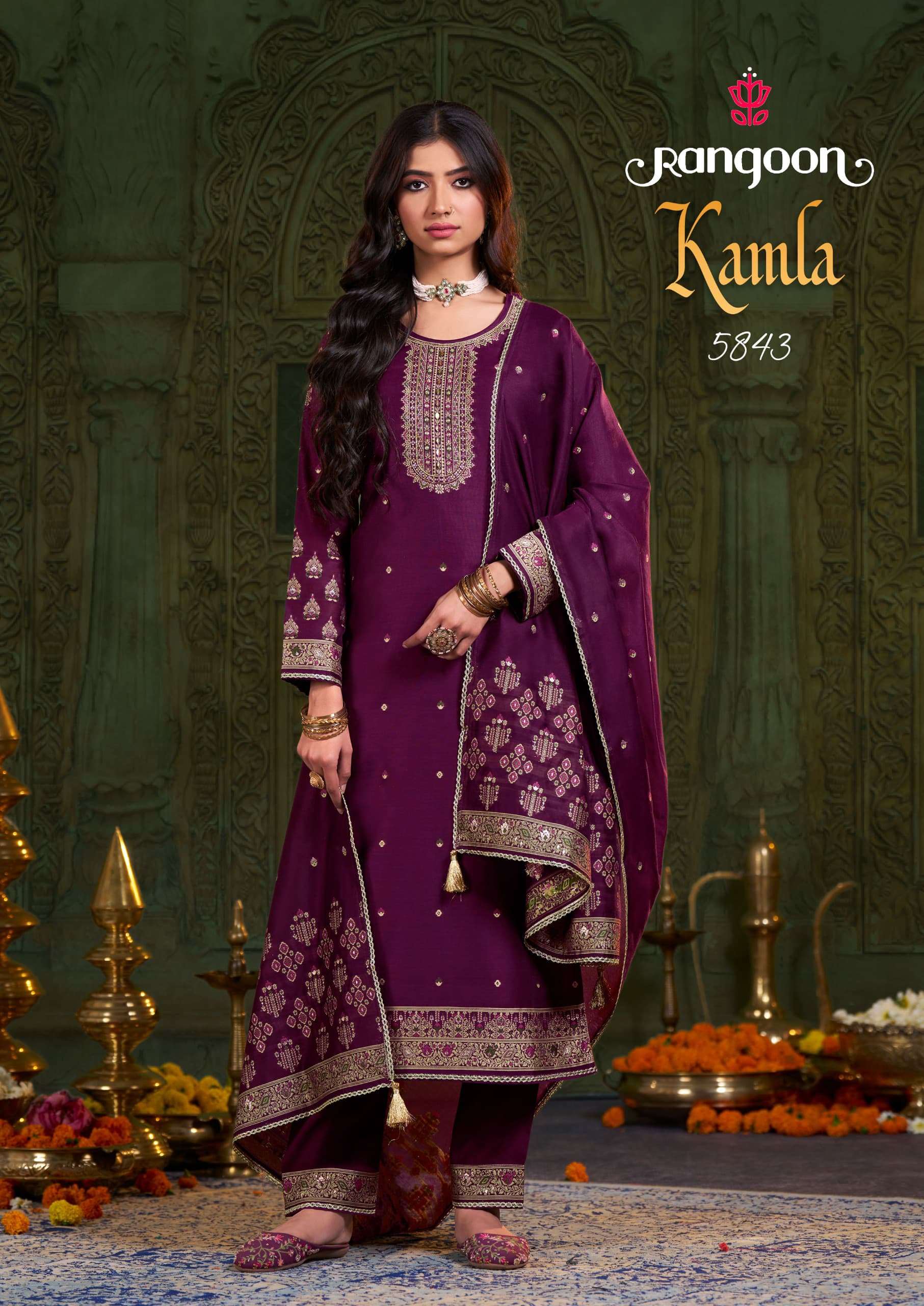 KAMLA BY RANGOON IN VISCOSE WITH FANCY JACQUARD HANDWORK