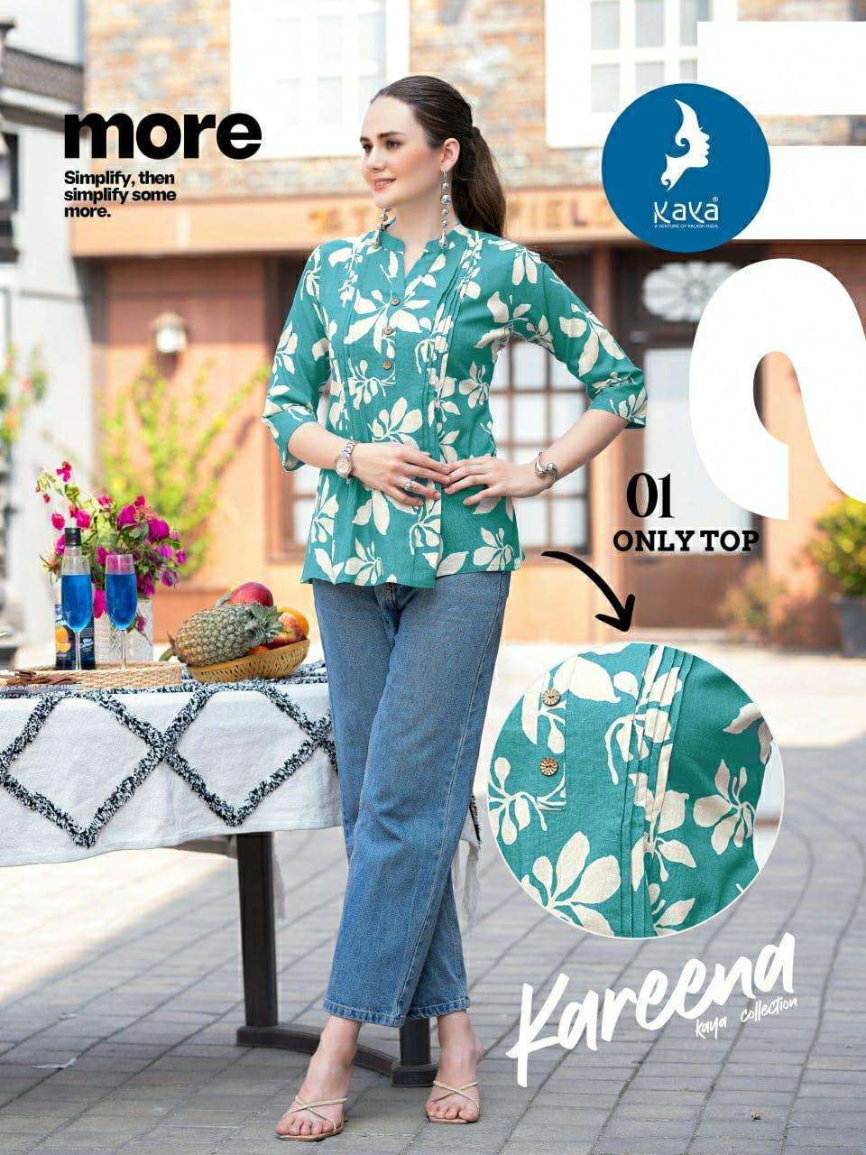 KAREENA BY KAYA KURTI IN COTTON FLEX PRINT ONLY SHORT TOP BEST DESIGNS 