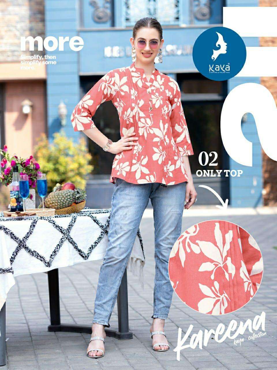 KAREENA BY KAYA KURTI IN COTTON FLEX PRINT ONLY SHORT TOP BEST DESIGNS 