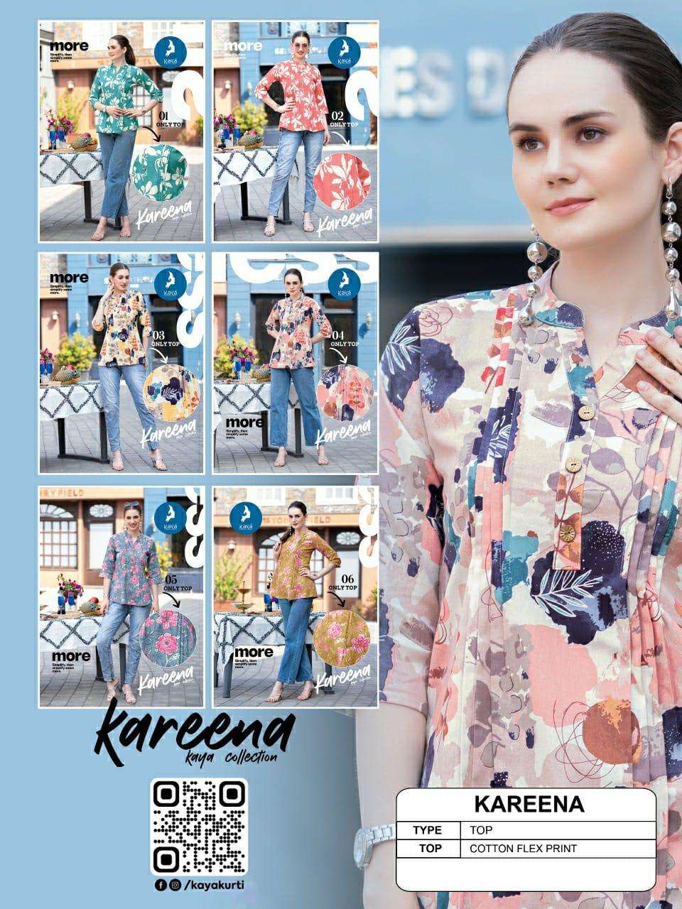 KAREENA BY KAYA KURTI IN COTTON FLEX PRINT ONLY SHORT TOP BEST DESIGNS 
