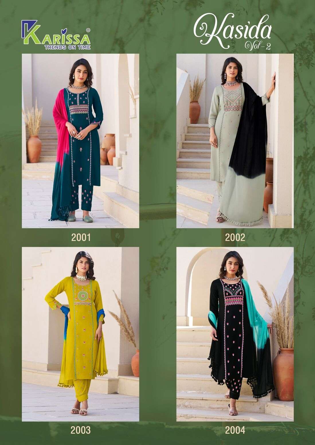 KASIDA VOL-2 BY KARISSA IN PREMIUM LIVE RAYON WITH NAZNEEN DUPATTA WITH LACE AND HANDWORK