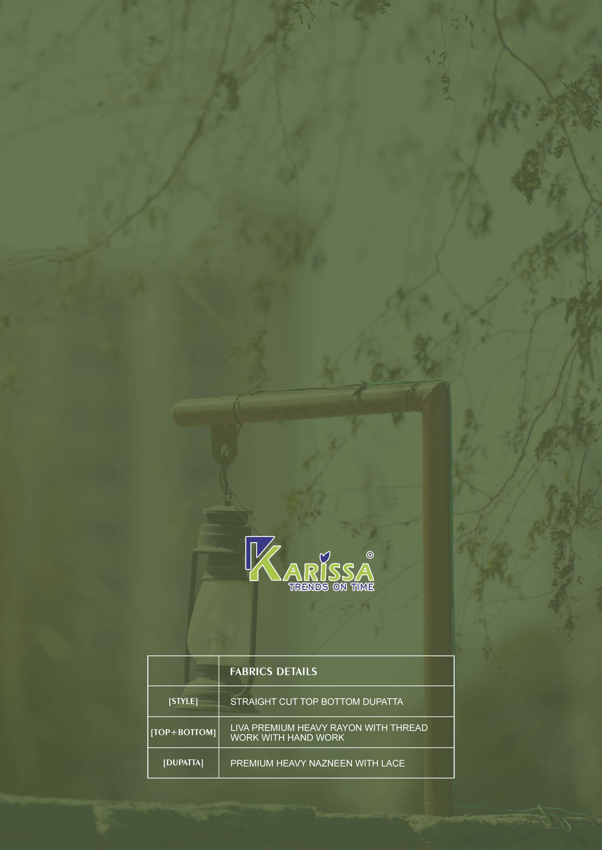 KASIDA VOL-2 BY KARISSA IN PREMIUM LIVE RAYON WITH NAZNEEN DUPATTA WITH LACE AND HANDWORK