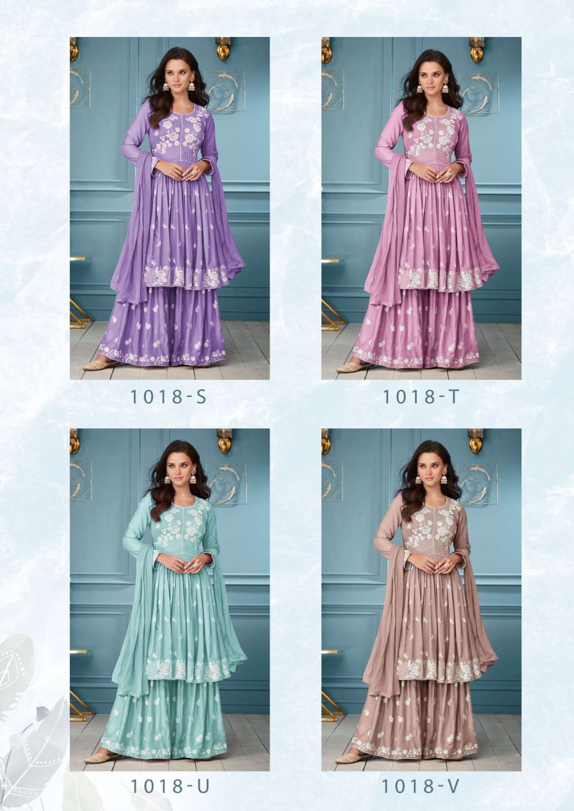 LAKHNAVI VOL-3 HIT LIST BY VAMIKA RAYON EMBROIDERY WHITE THREAD WORK KURTI PLAZO WITH DUPATTA 