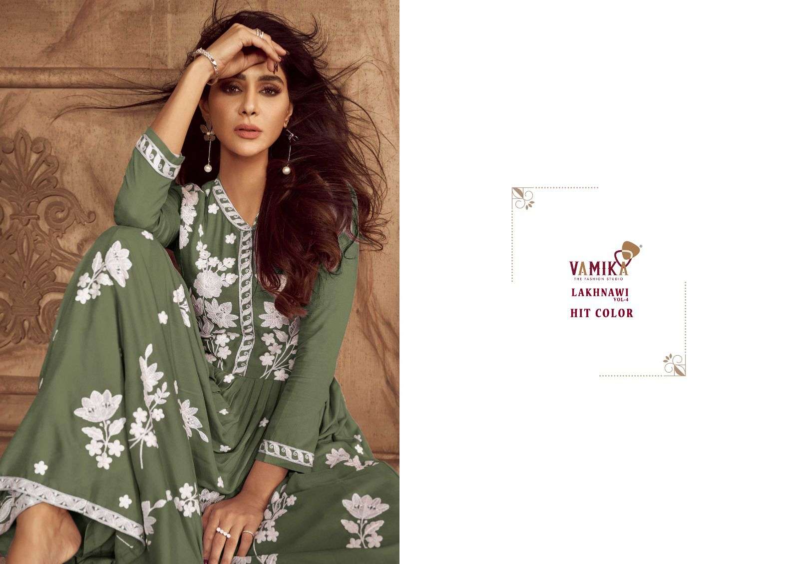 LAKHNAVI VOL:-4 HIT COLOR BY VAMIKA IN HEAVY REYON AND NAZMIN DUPATTA WITH FOUR SIDE LESS