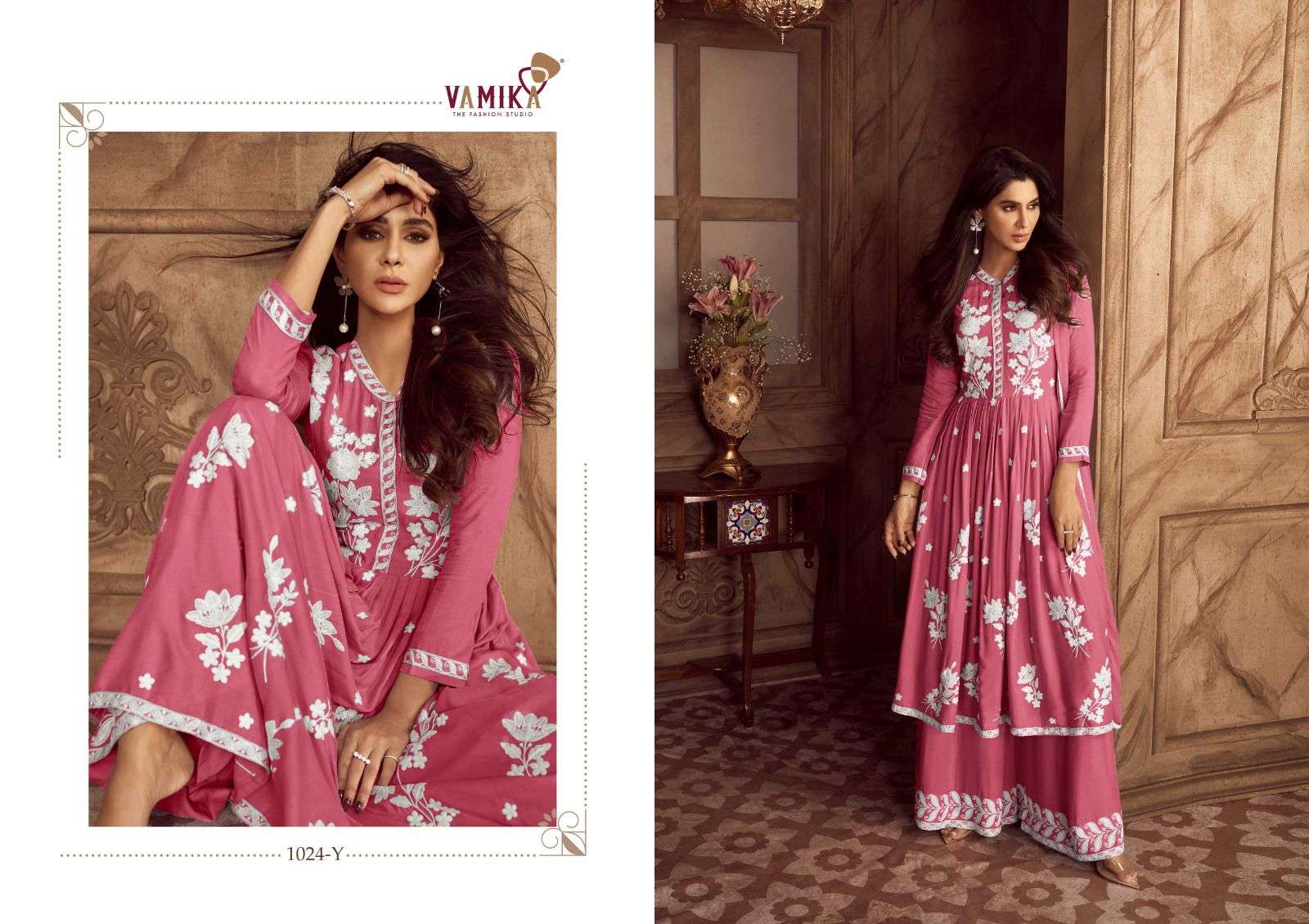 LAKHNAVI VOL:-4 HIT COLOR BY VAMIKA IN HEAVY REYON AND NAZMIN DUPATTA WITH FOUR SIDE LESS