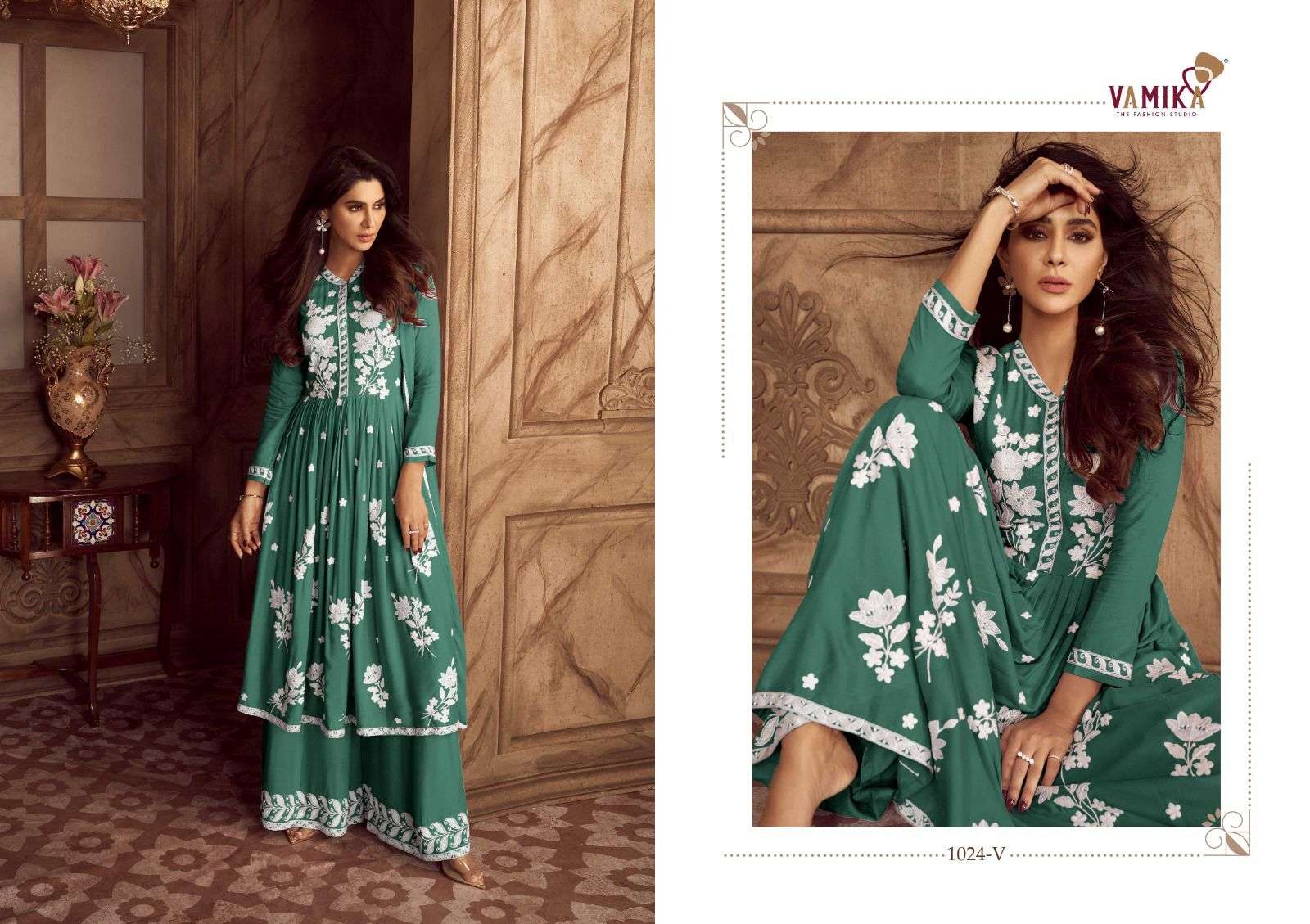 LAKHNAVI VOL:-4 HIT COLOR BY VAMIKA IN HEAVY REYON AND NAZMIN DUPATTA WITH FOUR SIDE LESS