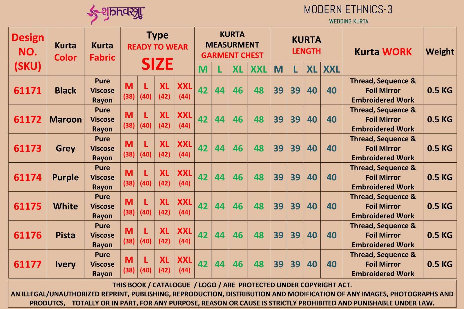 MODERN ETHNICS-3 BY SHUBHVASTRA FESTIVAL WEAR HEAVY EMBROIDERED KURTA