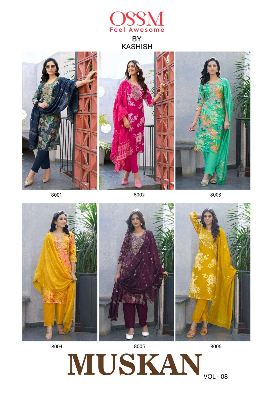 MUSKAN VOL-8 BY OSSM IN PREMIUM CHANDERI MODAL FOIL PRINT WITH EMBROIDERY WORK