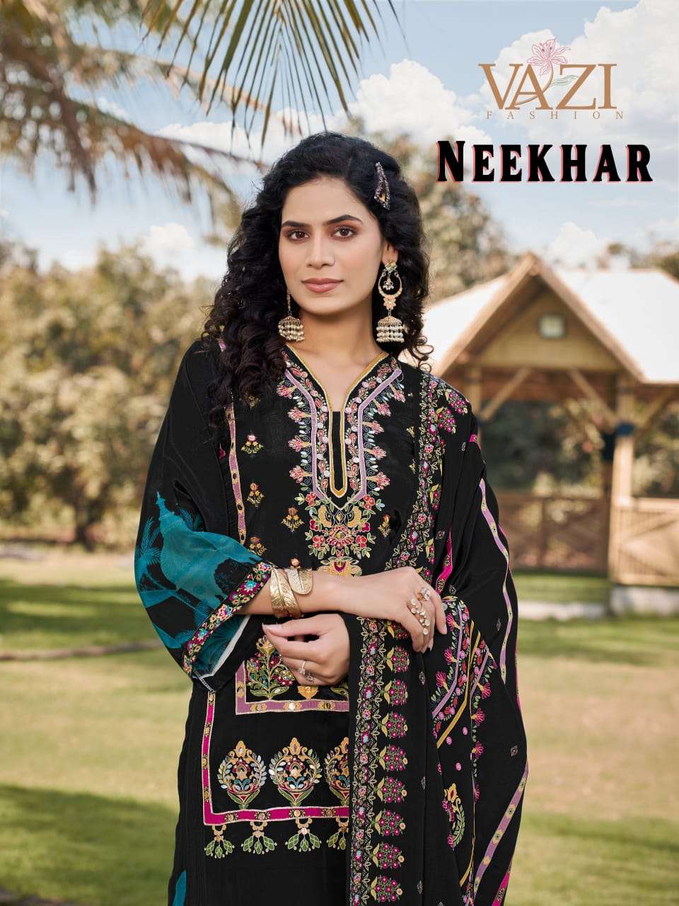 NEEKHAR BY VAZI FASHION IN PURE NATURAL CREP WITH HAND WORK WITH SEPARATE INNER