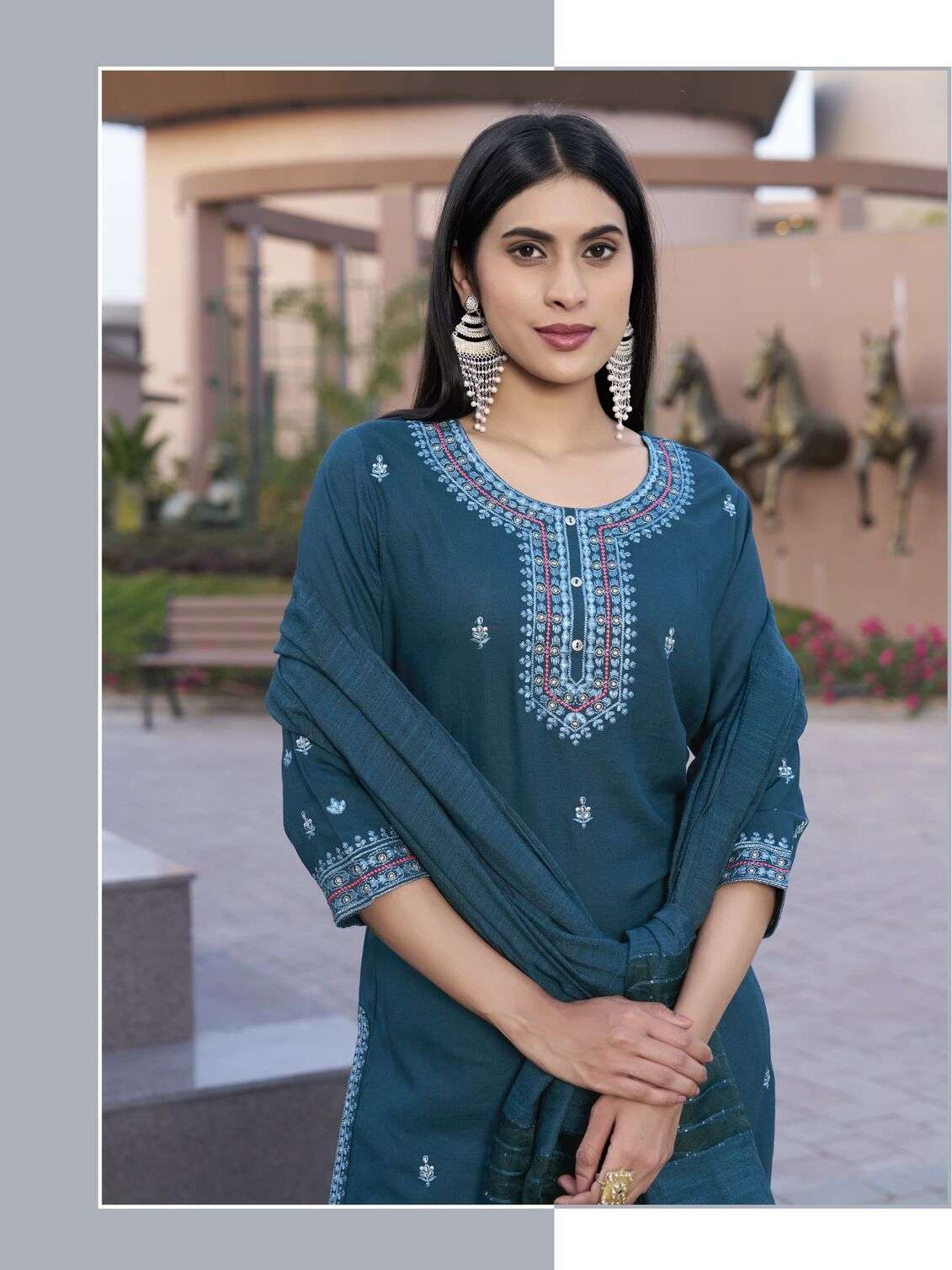 ORRA BY WOODEE IN PREMIUM HEAVY RAYON SLAB WITH THREAD WORK 