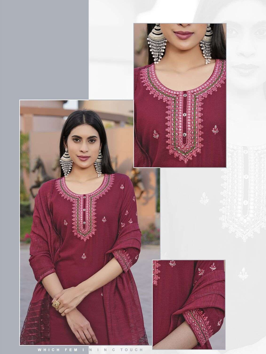 ORRA BY WOODEE IN PREMIUM HEAVY RAYON SLAB WITH THREAD WORK 