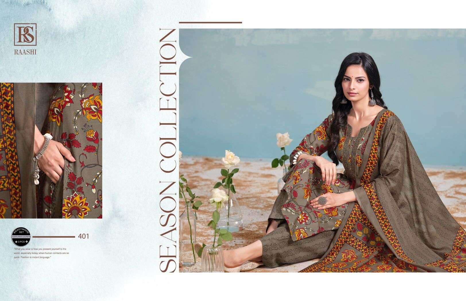 RAASHI BY RANGI SANGI IN COTTON COLLECTION WITH ZARI SEQUENCE HANDWORK KURTI