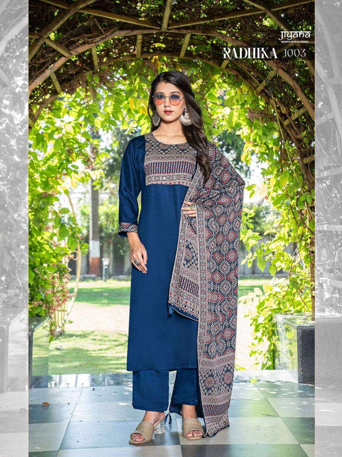 RADHIKA BY KAYA KURTI IN GAJJI SILK FABRIC WITH KAATHA WORK AND HEAVY DUPPATA 