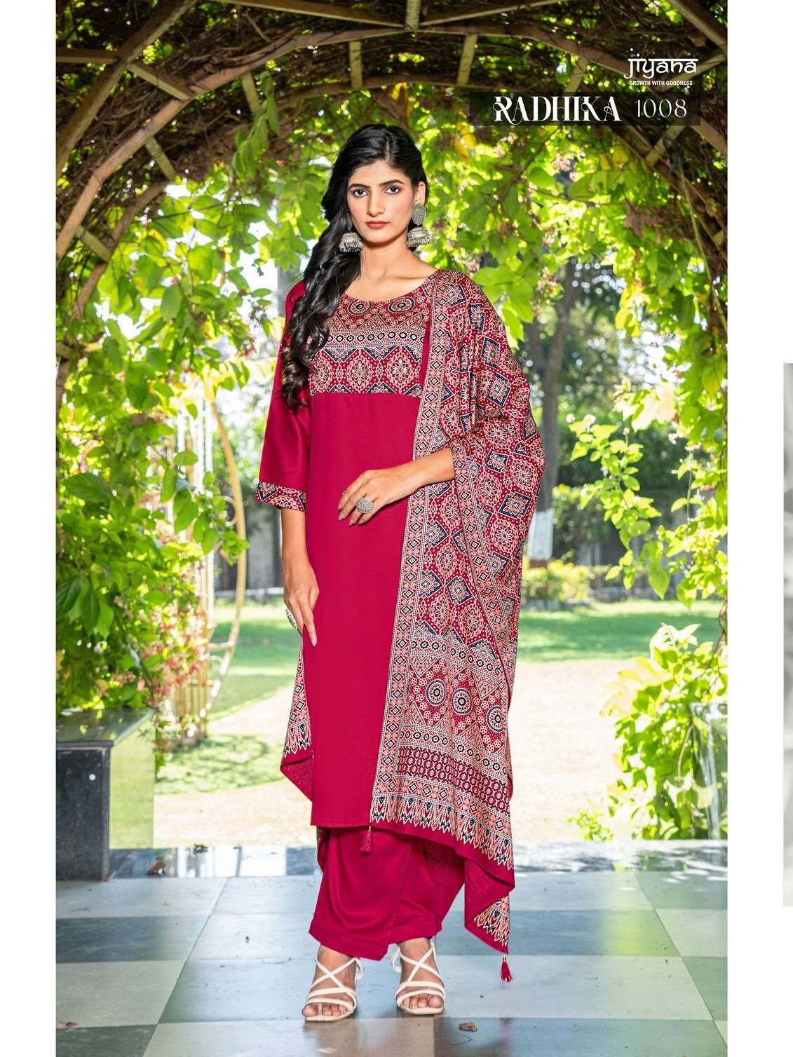 RADHIKA BY KAYA KURTI IN GAJJI SILK FABRIC WITH KAATHA WORK AND HEAVY DUPPATA 