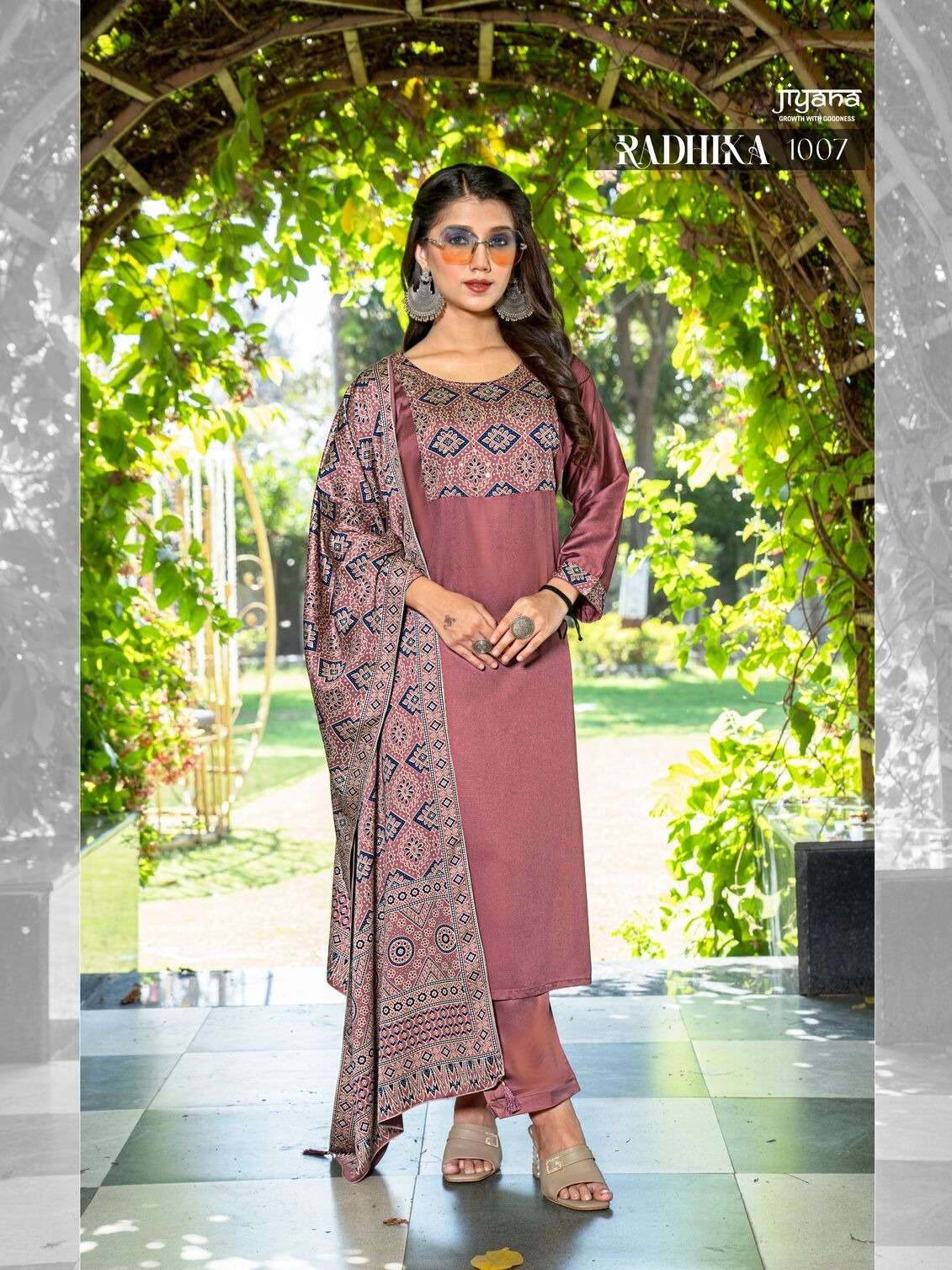 RADHIKA BY KAYA KURTI IN GAJJI SILK FABRIC WITH KAATHA WORK AND HEAVY DUPPATA 