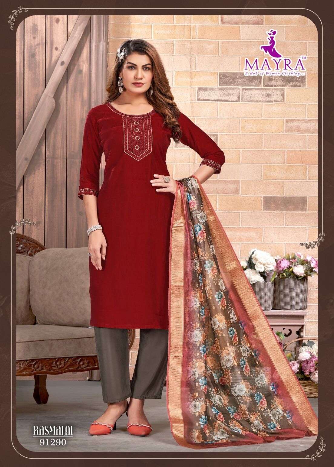 RASHMALI BY MAYRA FASHION IN DOBY WITH SEQUENCE EMBROIDERY WORK WITH STICHING PATTERN