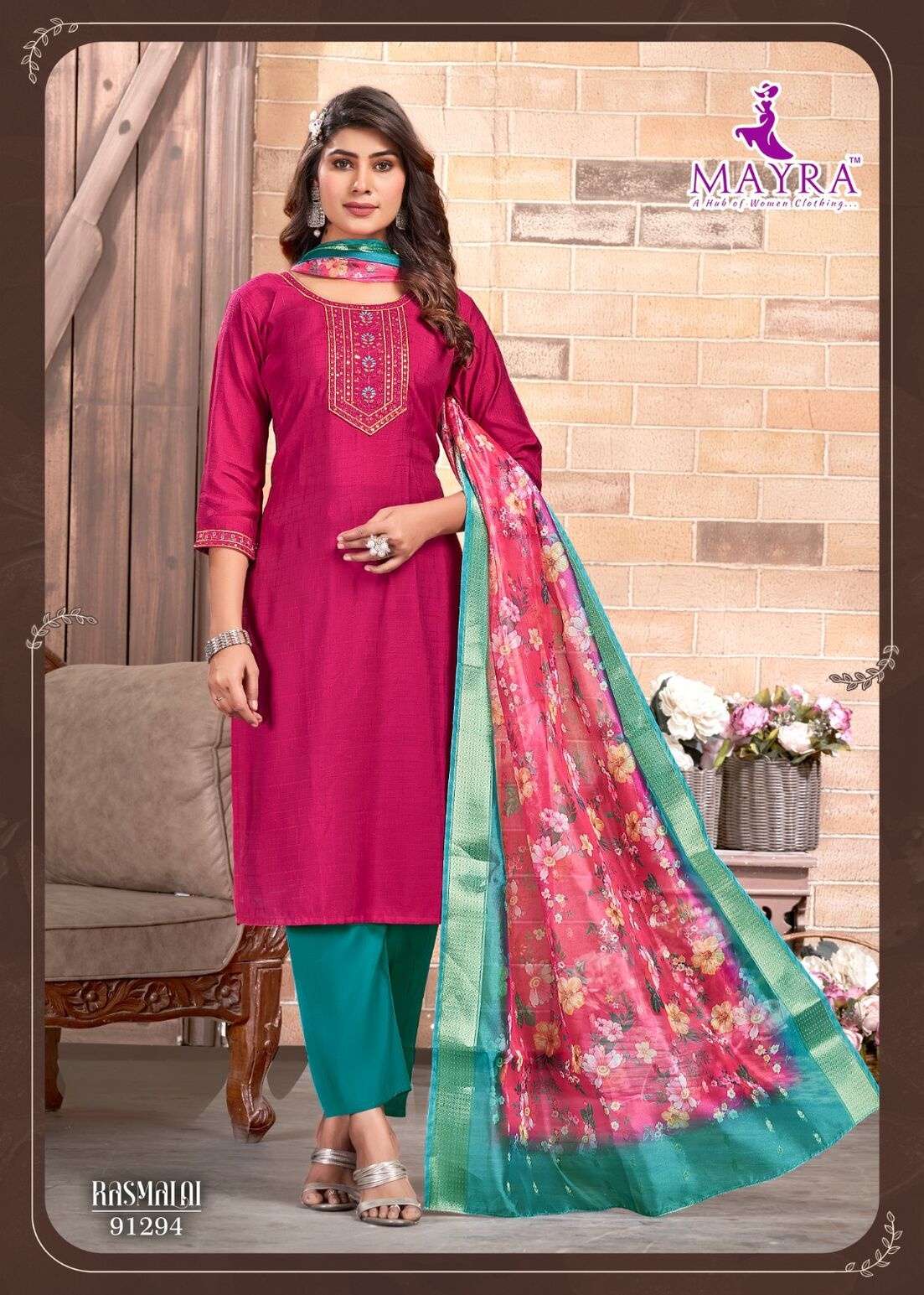 RASHMALI BY MAYRA FASHION IN DOBY WITH SEQUENCE EMBROIDERY WORK WITH STICHING PATTERN