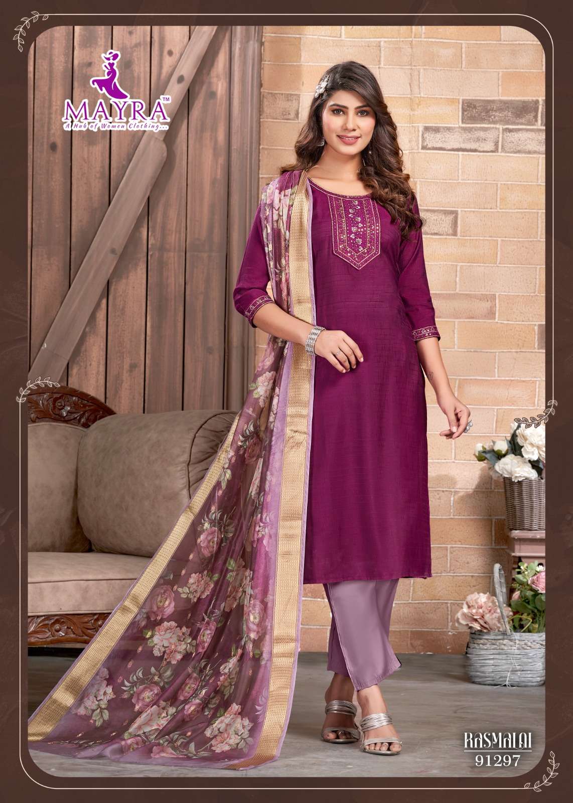 RASHMALI BY MAYRA FASHION IN DOBY WITH SEQUENCE EMBROIDERY WORK WITH STICHING PATTERN