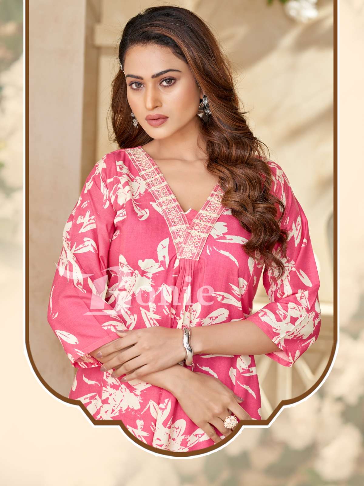 RUTVI VOL 1 BY BONIE BRAND IN LIVA PRINTS KURTI PLAZZO WITH EMBROIDERY WORK IN TOP
