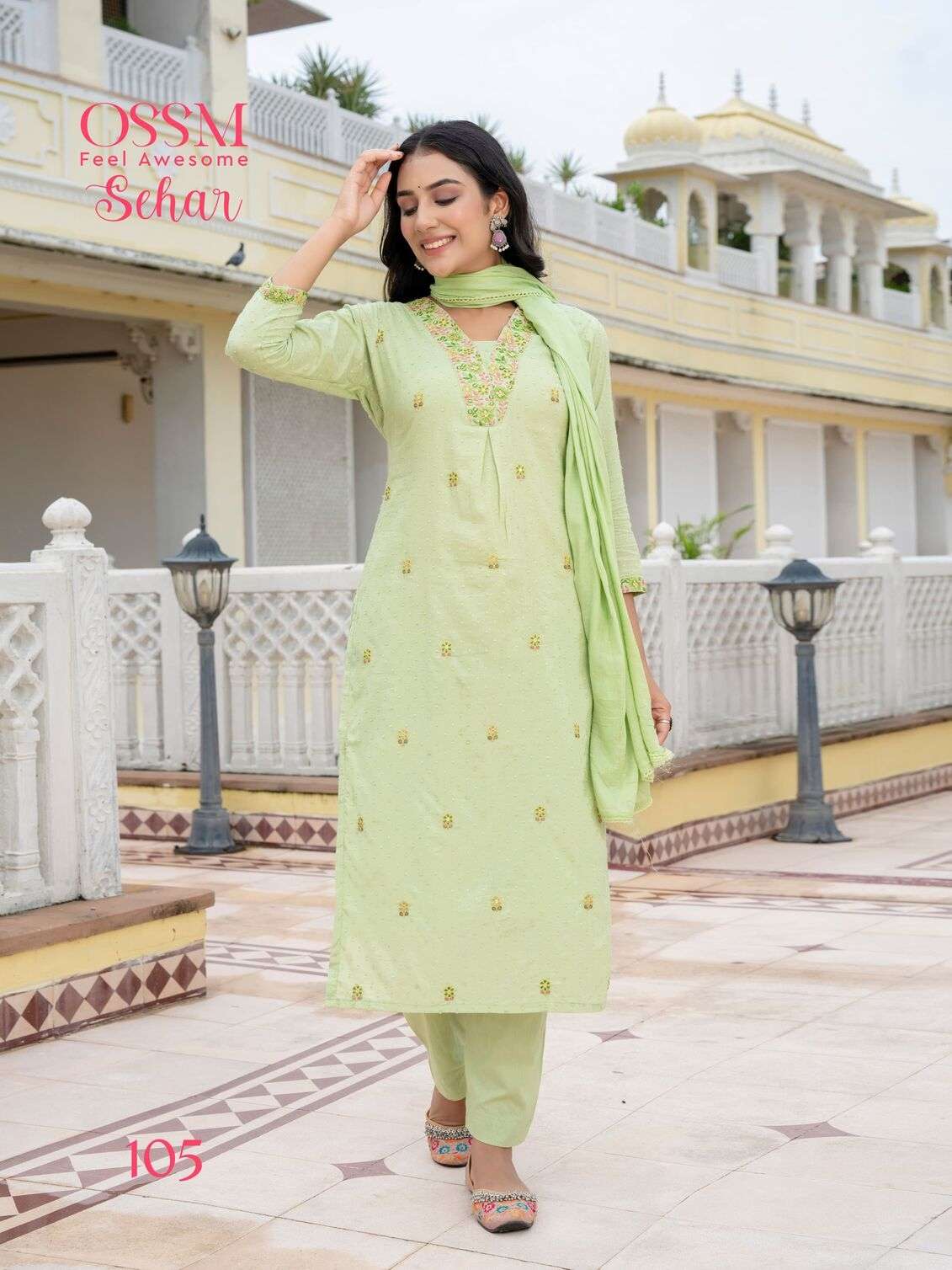 SEHAR BY OSSM IN PURE COTTON JACQUARD DOBBY WITH HEAVY EMBROIDERY SUMMER COLLECTION