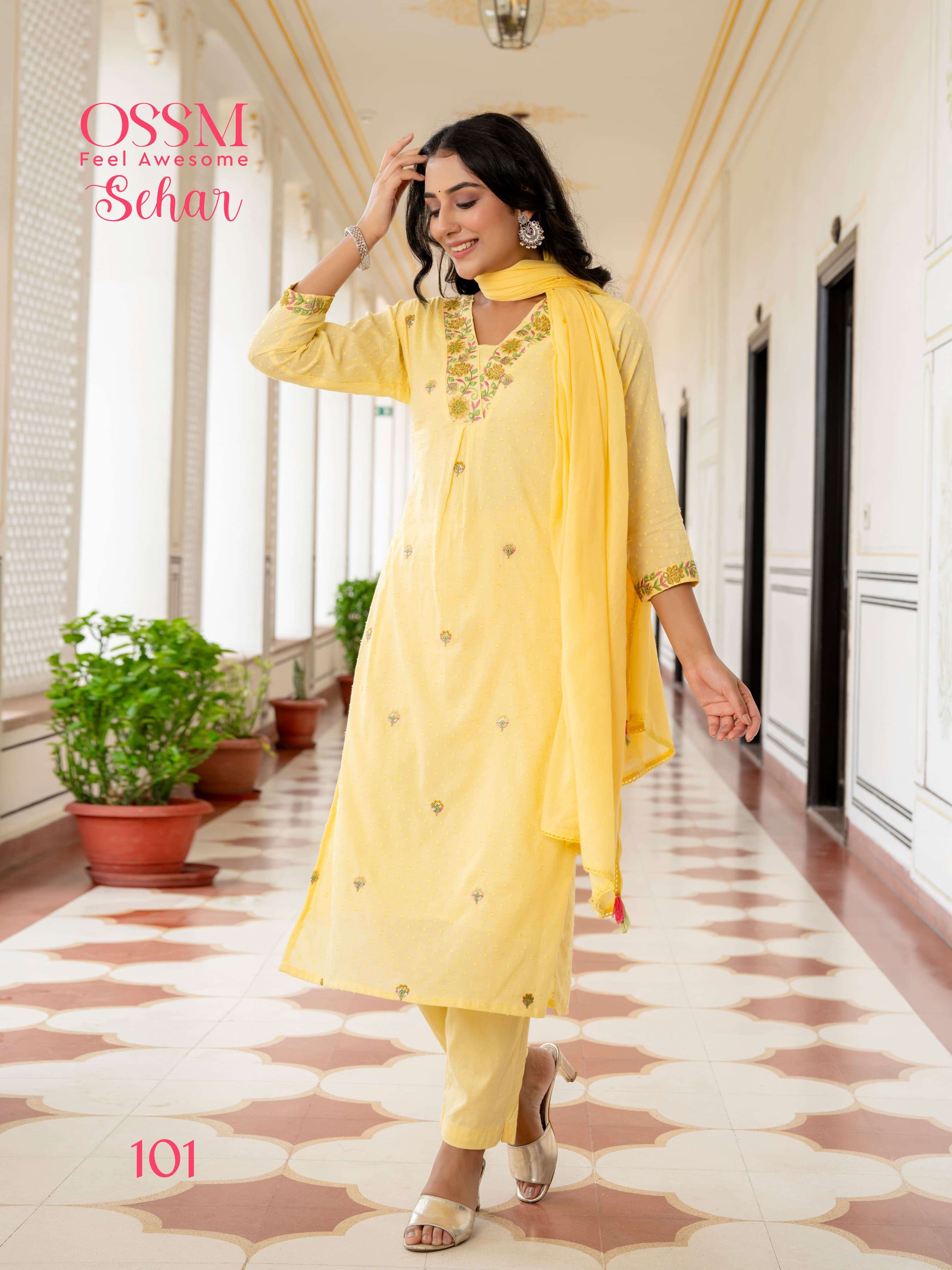 SEHAR BY OSSM IN PURE COTTON JACQUARD DOBBY WITH HEAVY EMBROIDERY SUMMER COLLECTION