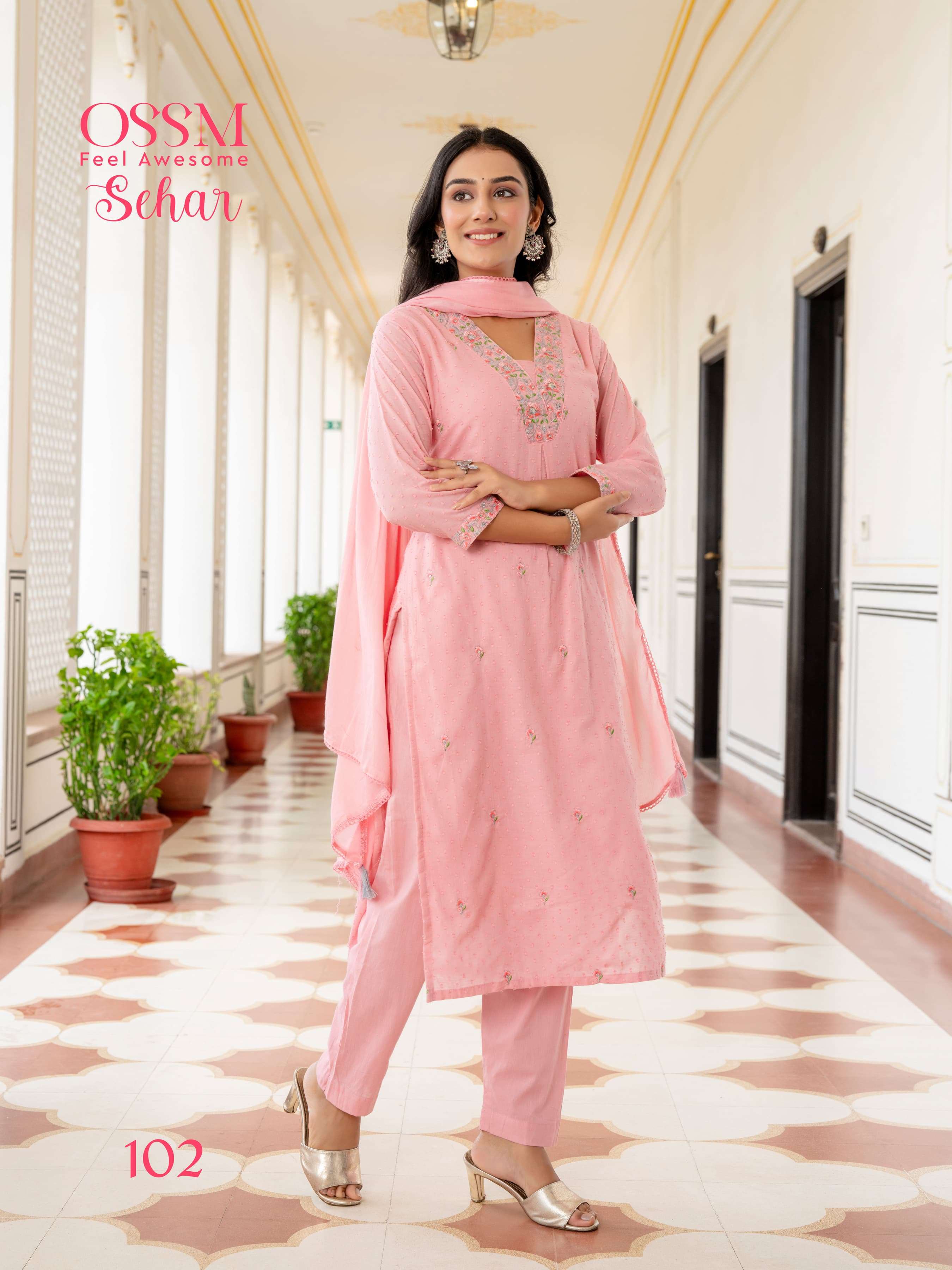 SEHAR BY OSSM IN PURE COTTON JACQUARD DOBBY WITH HEAVY EMBROIDERY SUMMER COLLECTION