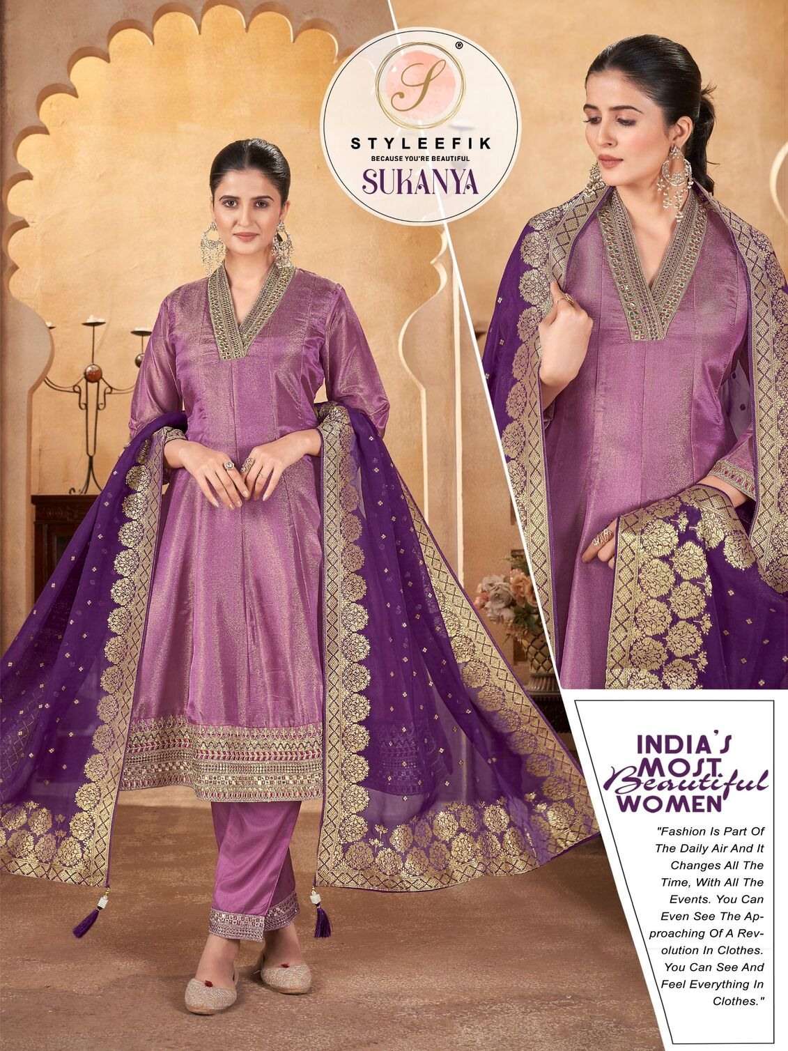 SUKANYA BY STYLEFIK IN PURE TISSUE SILK WITH ORGANZA JACQUARD DUPATTA 