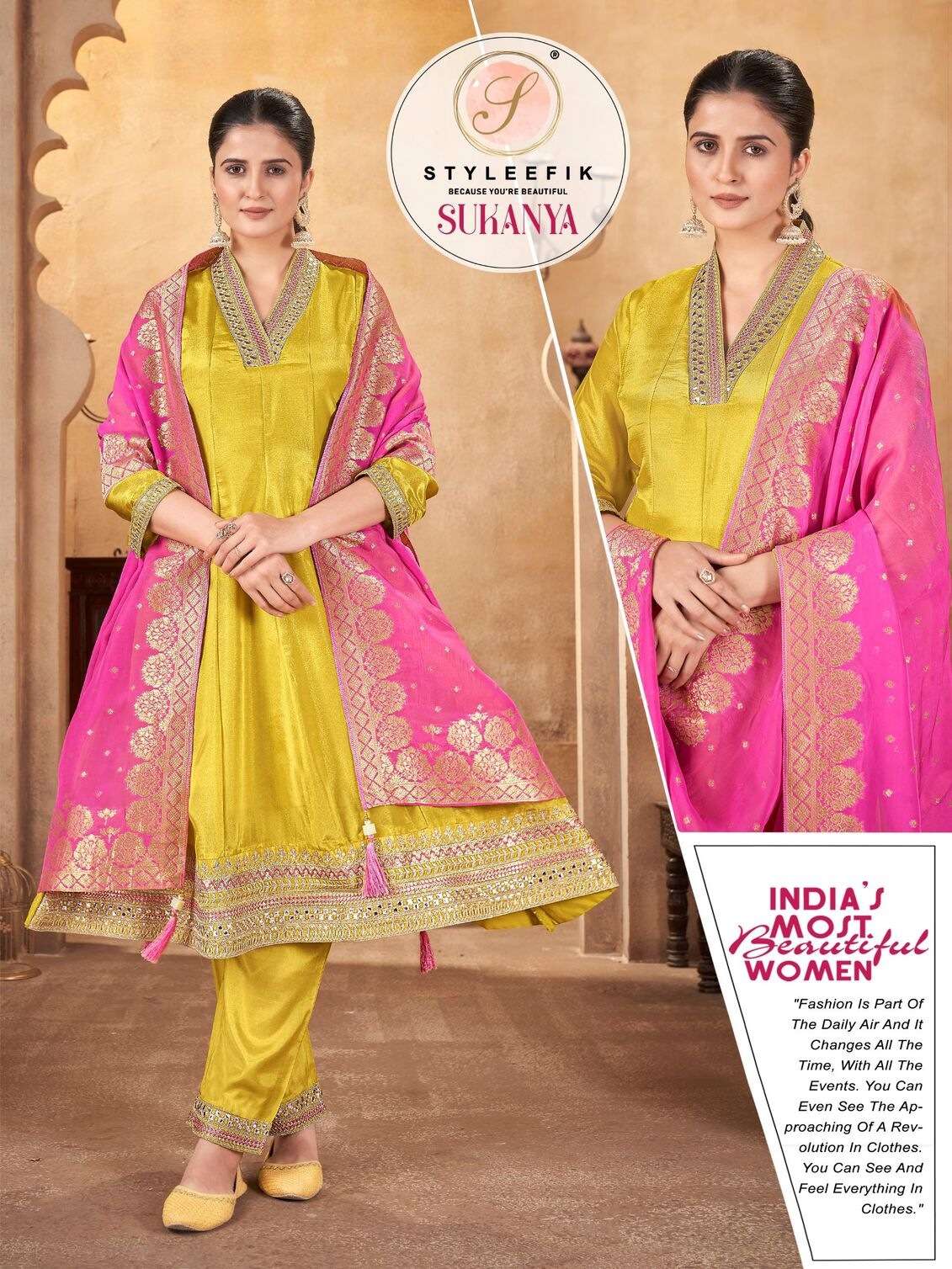 SUKANYA BY STYLEFIK IN PURE TISSUE SILK WITH ORGANZA JACQUARD DUPATTA 