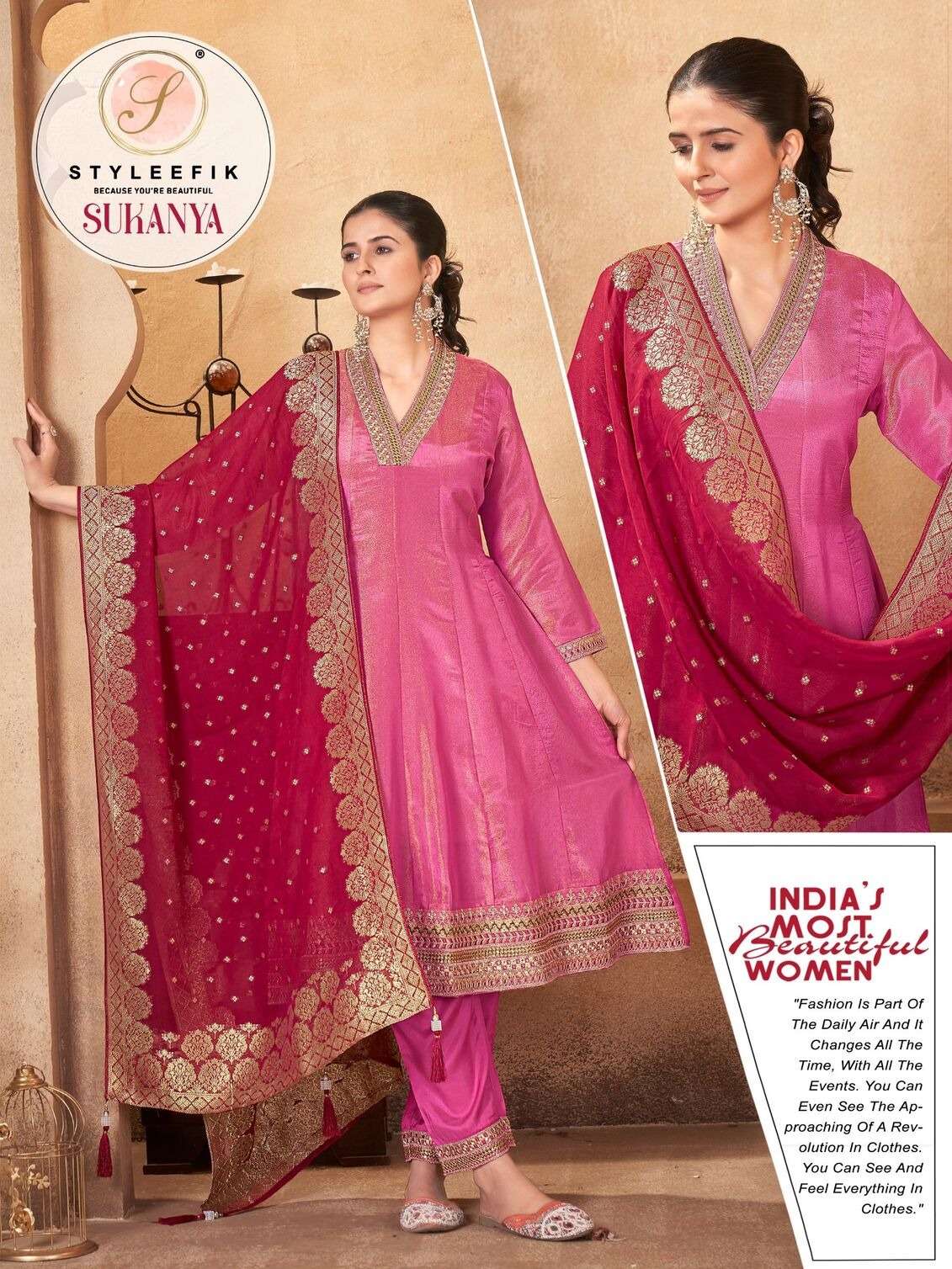 SUKANYA BY STYLEFIK IN PURE TISSUE SILK WITH ORGANZA JACQUARD DUPATTA 